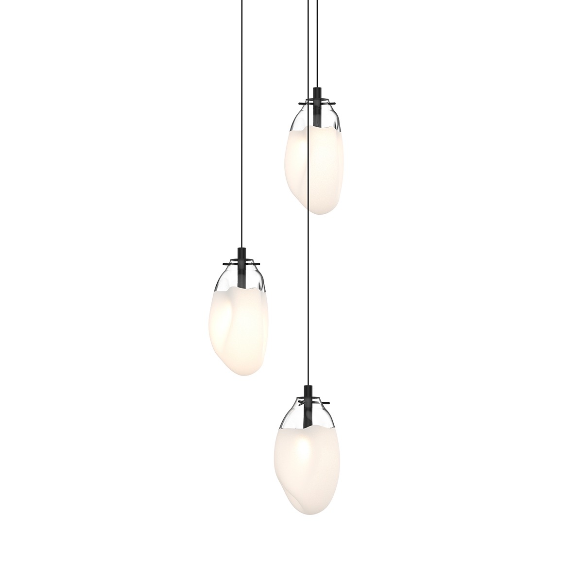 Liquid LED 14 inch Satin Black Pendant Ceiling Light in White Glass