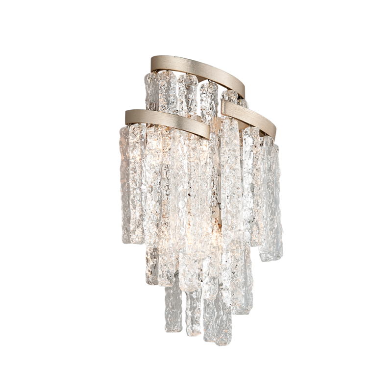 Mont Blanc 3 Light 11 inch Modern Silver Leaf Wall Sconce Wall Light
