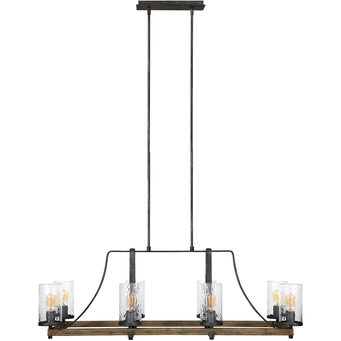 Sean Lavin Angelo 8 Light 46 inch Distressed Weathered Oak / Slate Grey Metal Linear Chandelier Ceiling Light