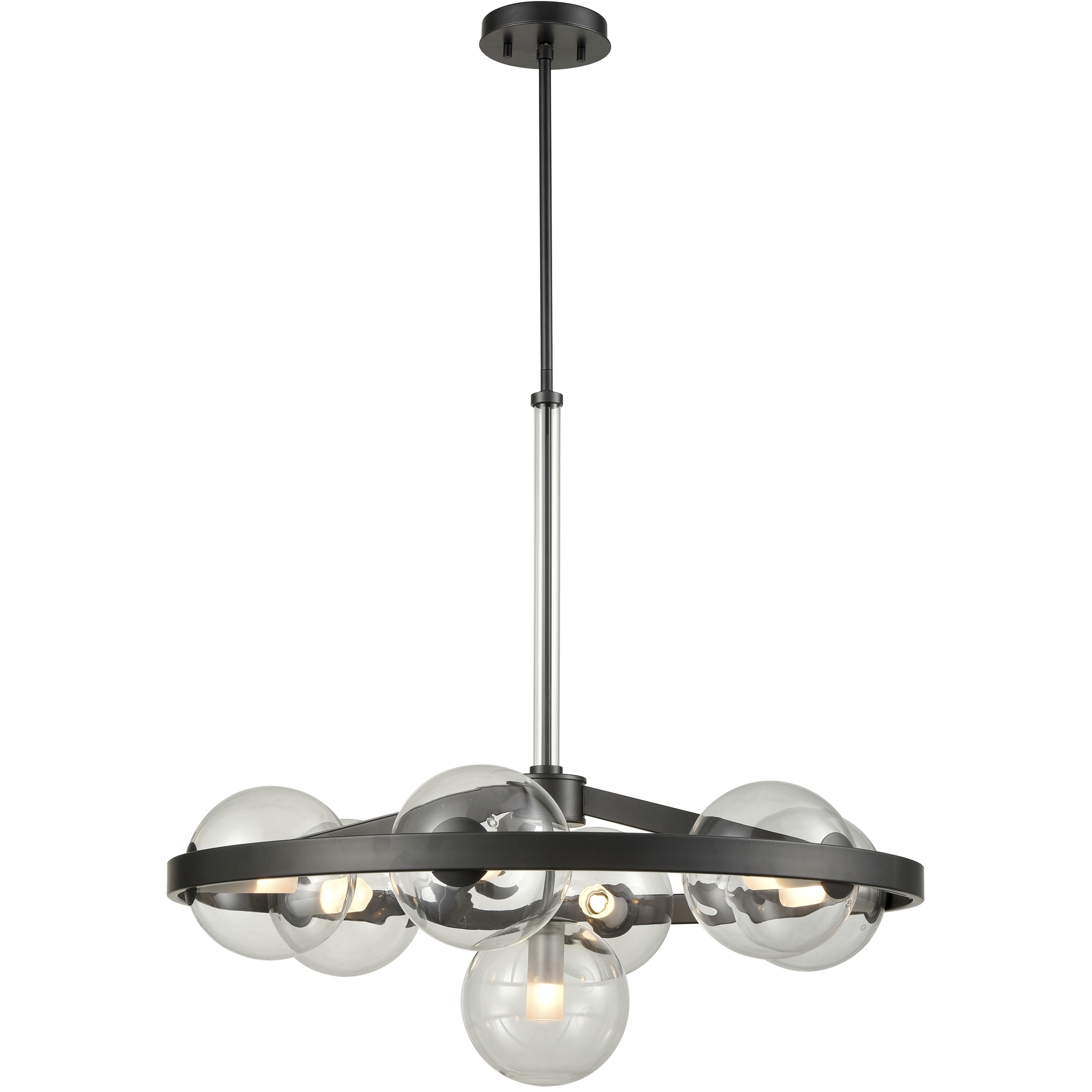 Courcelette 7 Light Graphite Chandelier Ceiling Light in Clear Glass