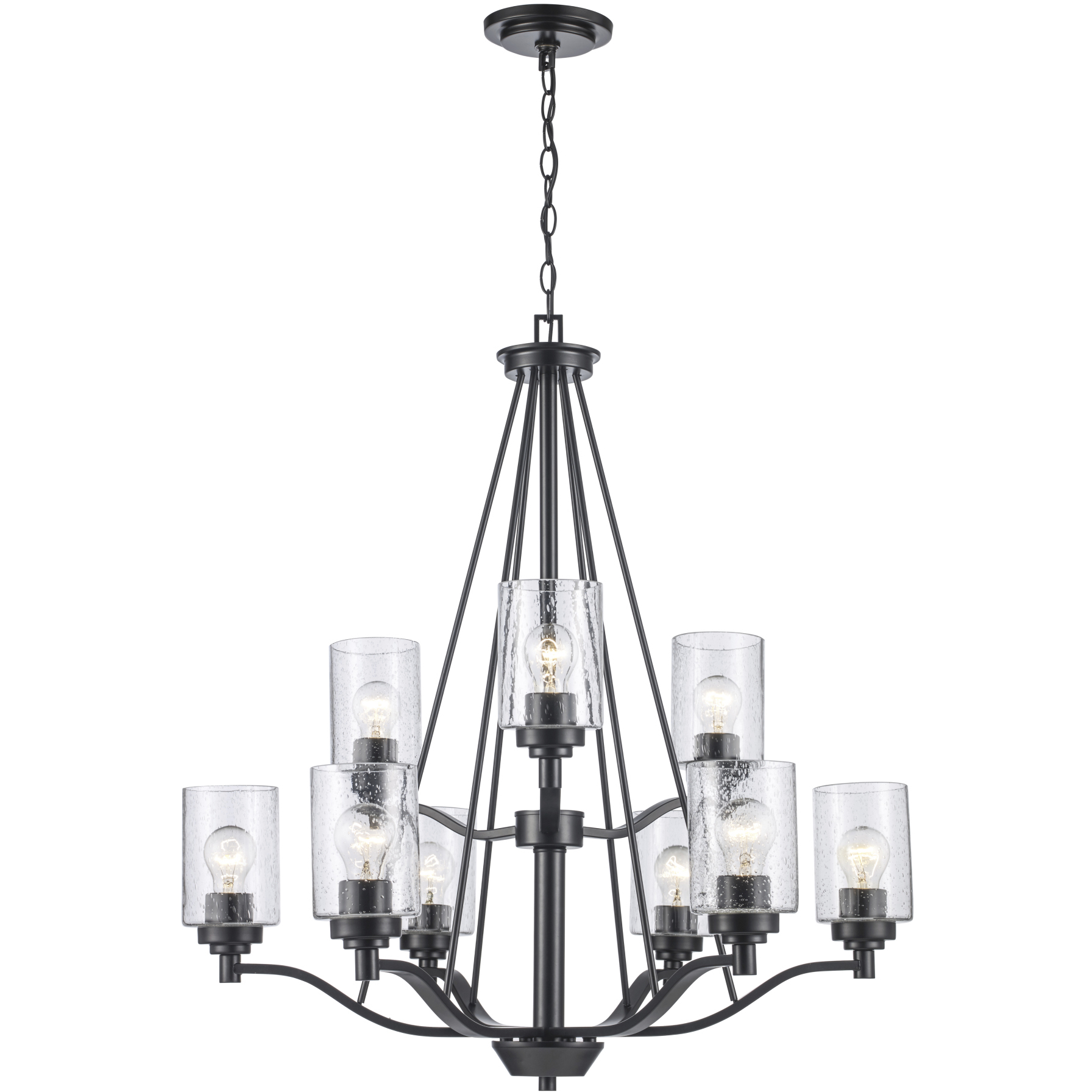 Mod Pod 9 Light 29.3 inch Black Chandelier Ceiling Light