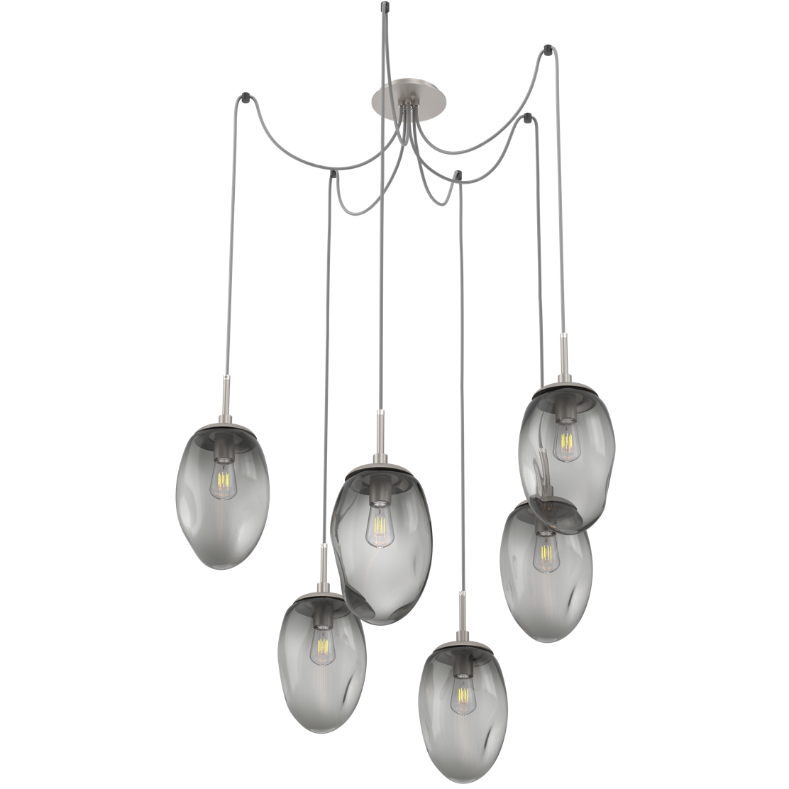 Meteo 6 Light 17 inch Metallic Beige Silver Swag Multi-Pendant Ceiling Light in Smoke
