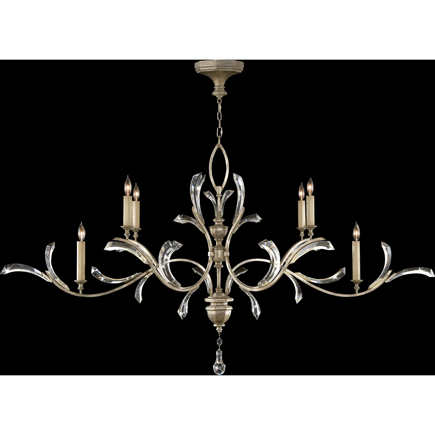 Beveled Arcs 6 Light 74 inch Silver Chandelier Ceiling Light