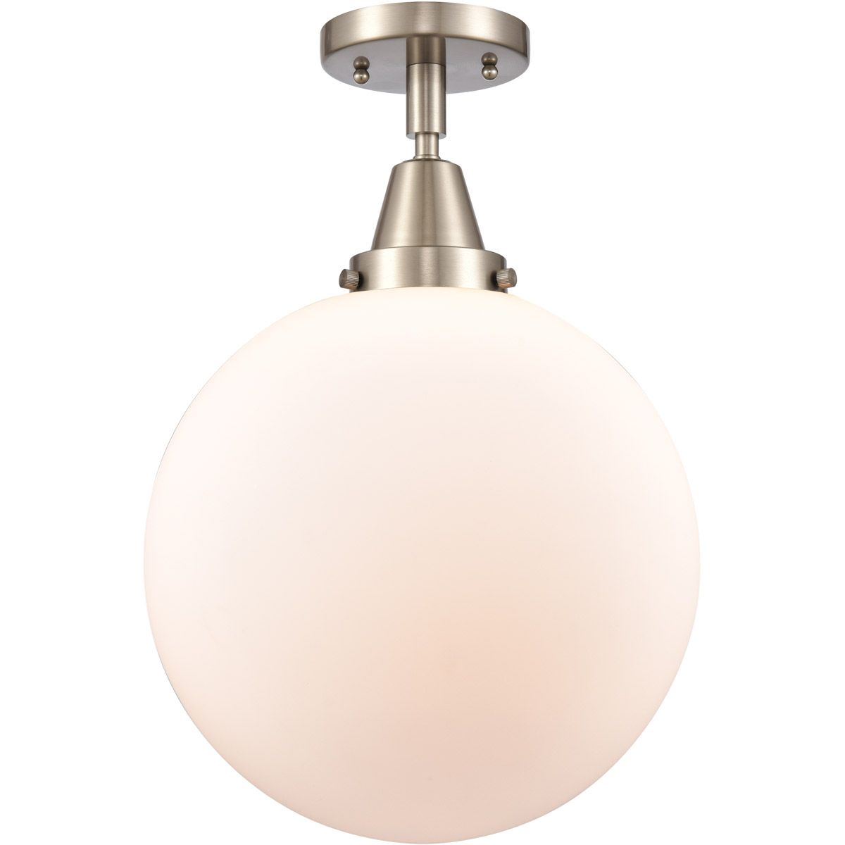 Beacon LED 12 inch Brushed Satin Nickel Flush Mount Ceiling Light in Matte White Glass