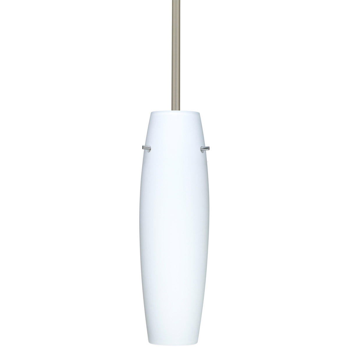 Suzi LED Satin Nickel Stem Pendant Ceiling Light in Opal Matte Glass