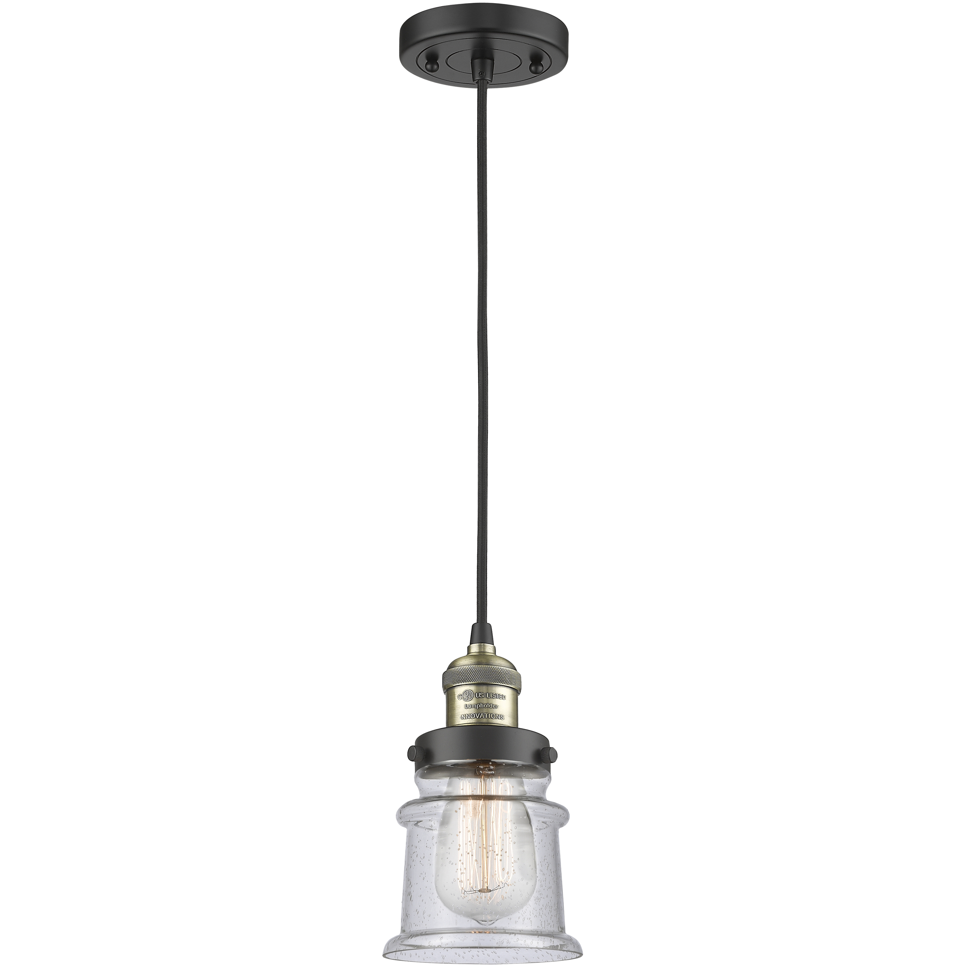 Franklin Restoration Canton LED 6 inch Black Antique Brass Mini Pendant Ceiling Light in Seedy, Franklin Restoration