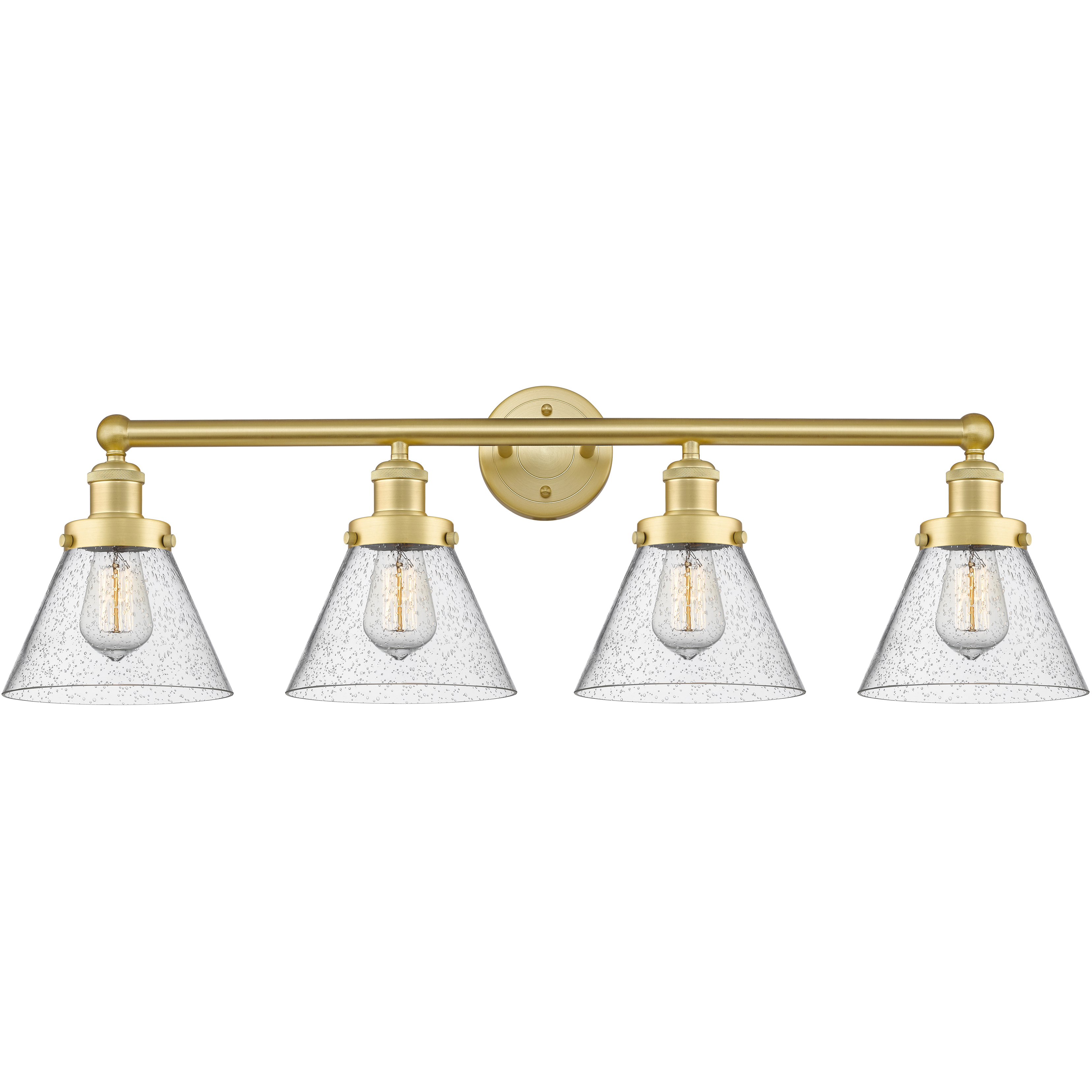 Cone 4 Light 33.5 inch Satin Gold Bath Vanity Light Wall Light in Seedy