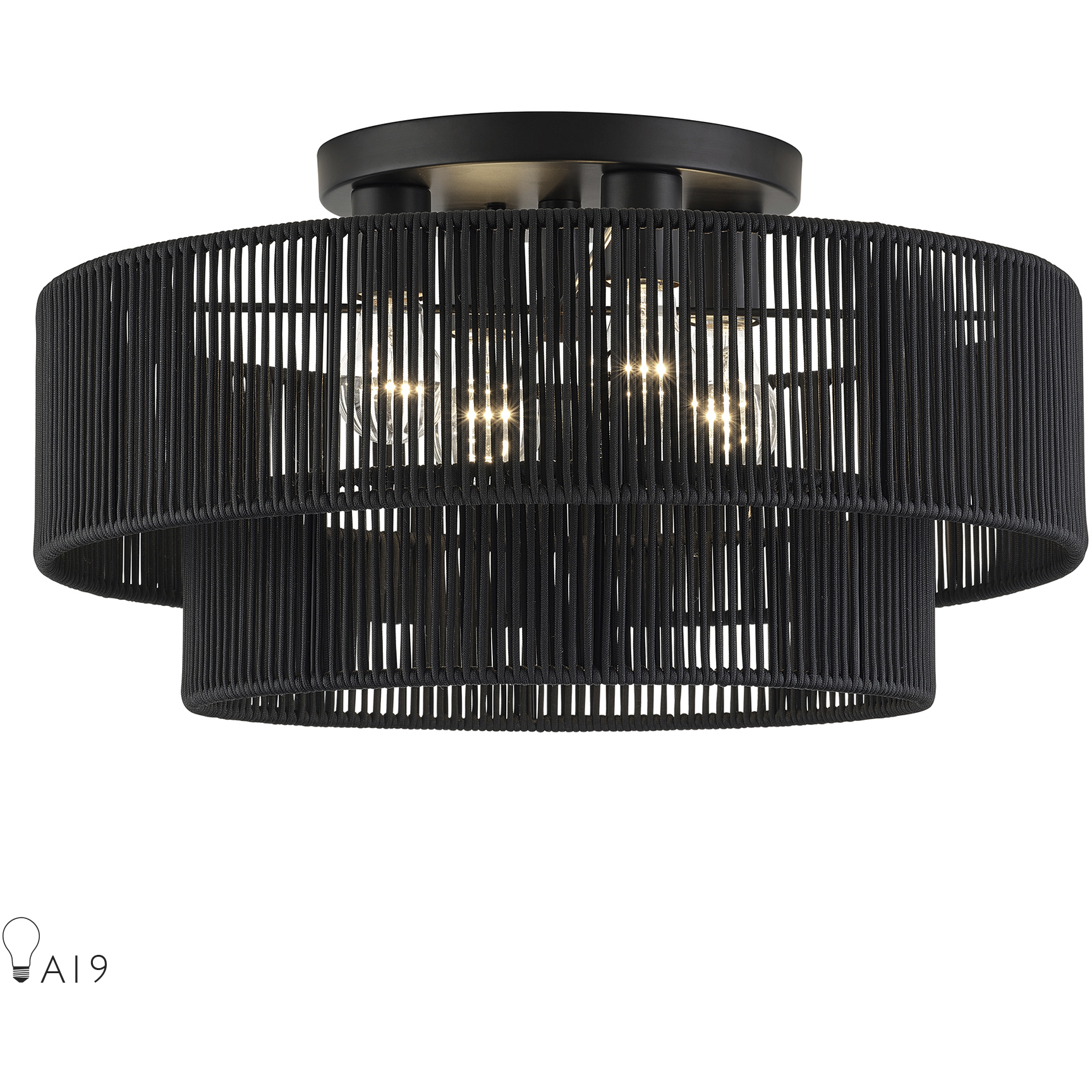 Acordia 4 Light 21 inch Black Extra Large Semi-Flush Ceiling Light, Extra Large