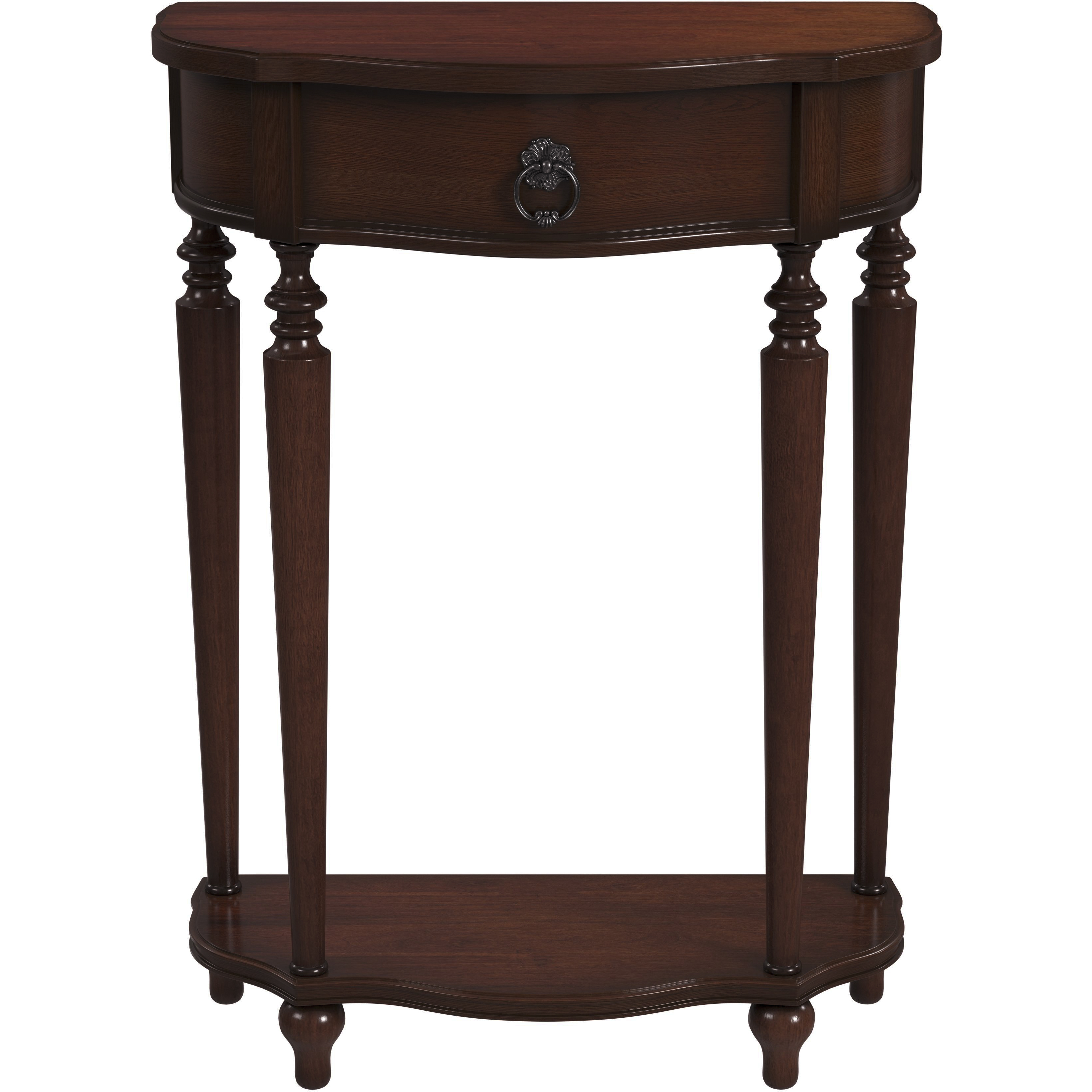 Ashby Demilune Console Table with Storage in Medium Brown