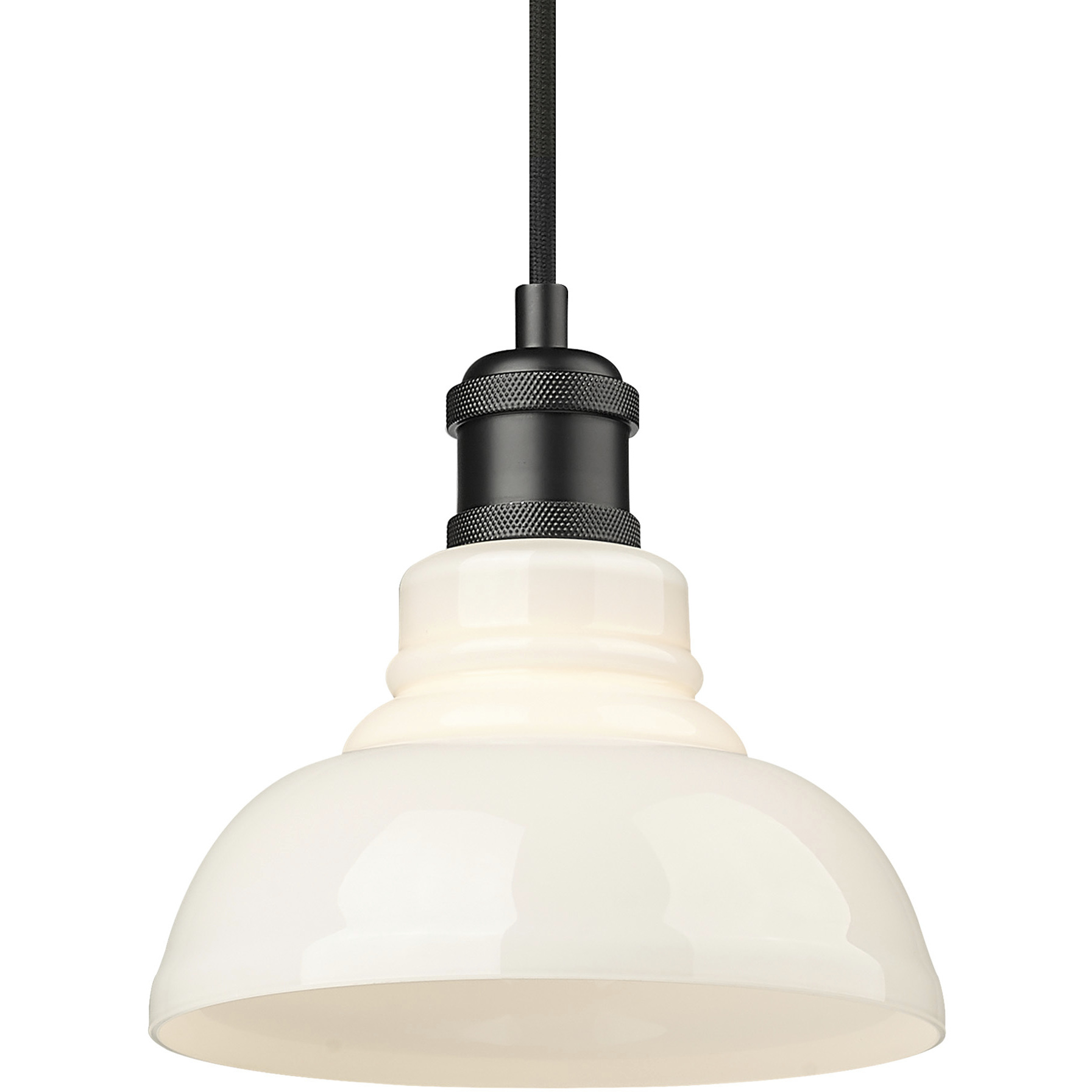 Yep Carver 1 Light 7.5 inch Matte Black Pendant Ceiling Light in Vintage Milk Glass