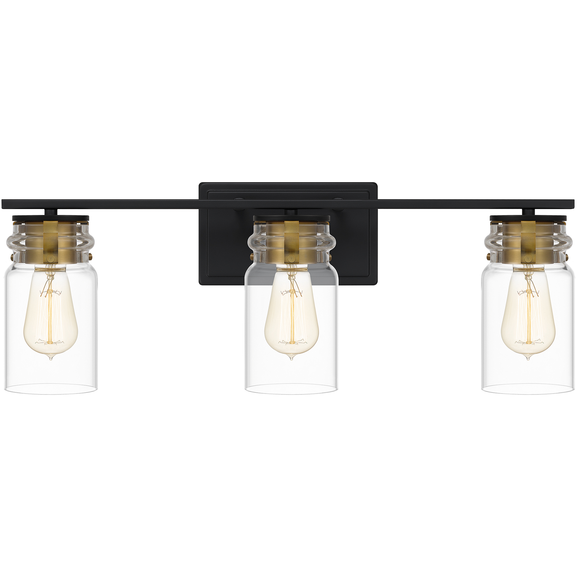 Keesey 3 Light 24 inch Matte Black Bath Light Wall Light