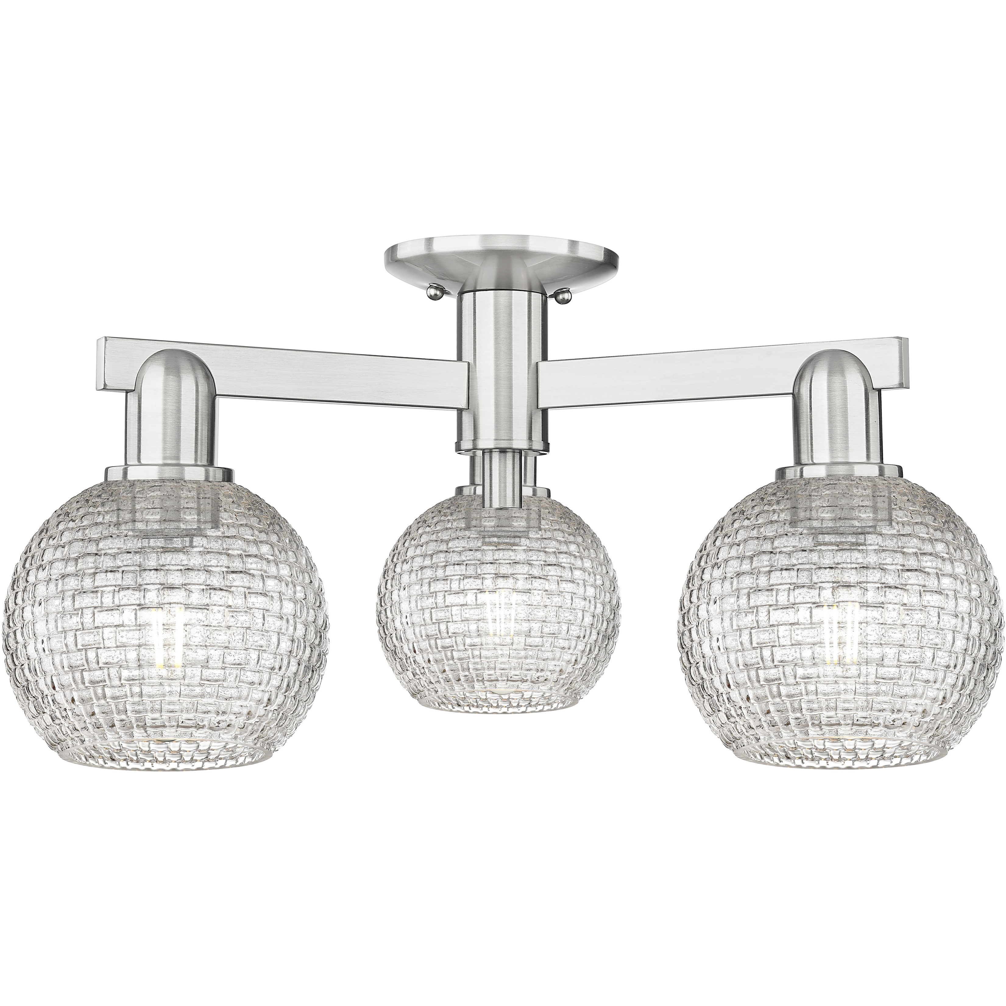 Arcadia Athens 3 Light 23.38 inch Brushed Satin Nickel Semi-Flush Mount Ceiling Light