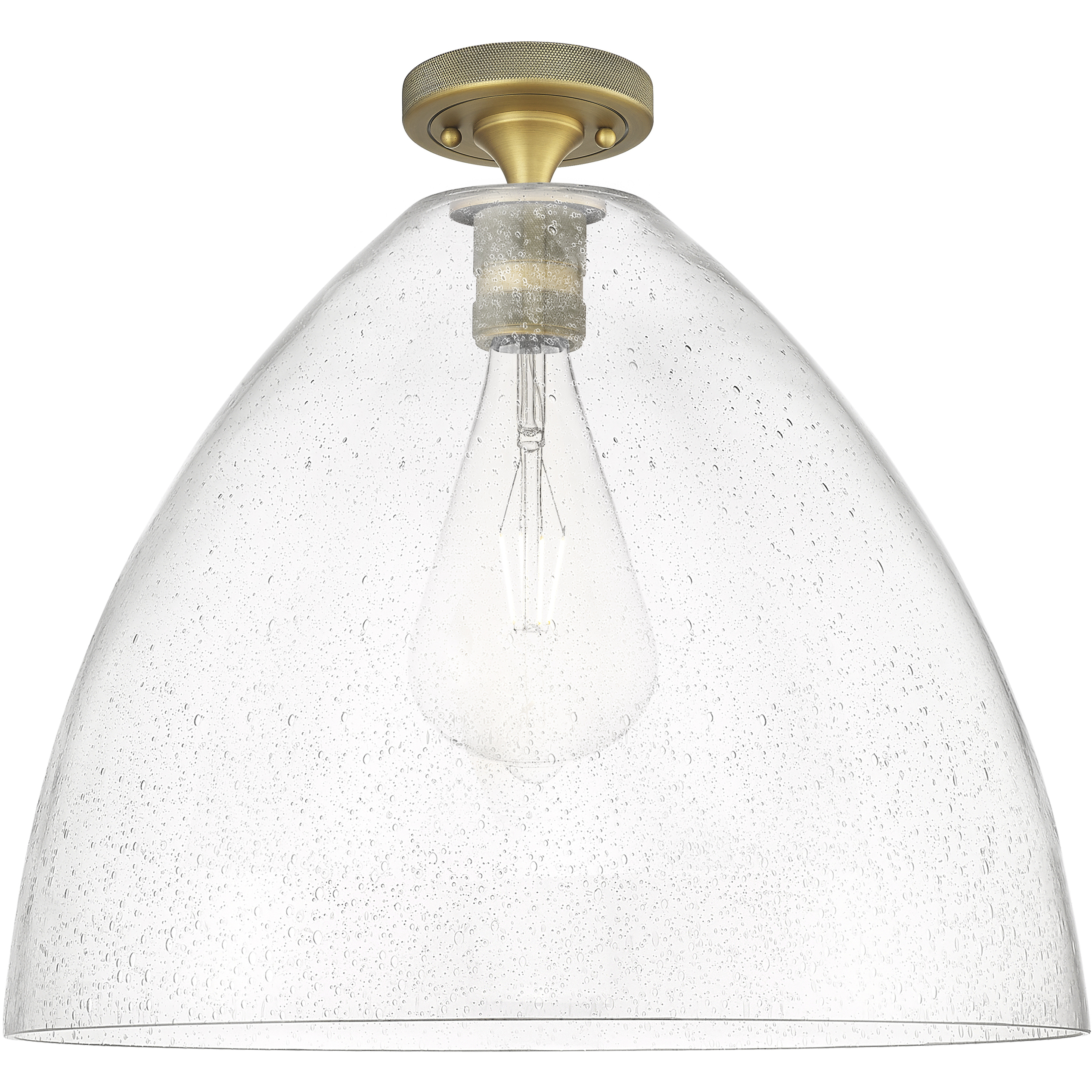 Crown Point 1 Light 16 inch Brushed Brass Flush Mount Ceiling Light in Seedy Glass