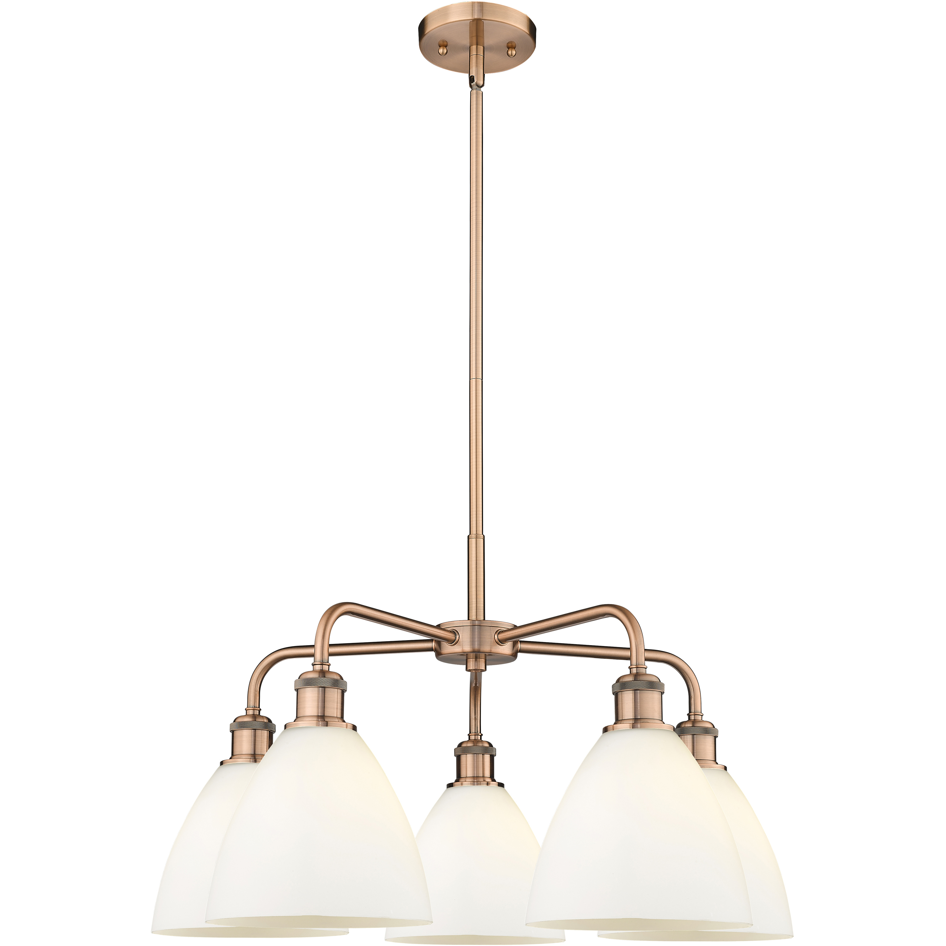 Bristol Glass 5 Light 25.5 inch Antique Copper Chandelier Ceiling Light in Matte White Glass