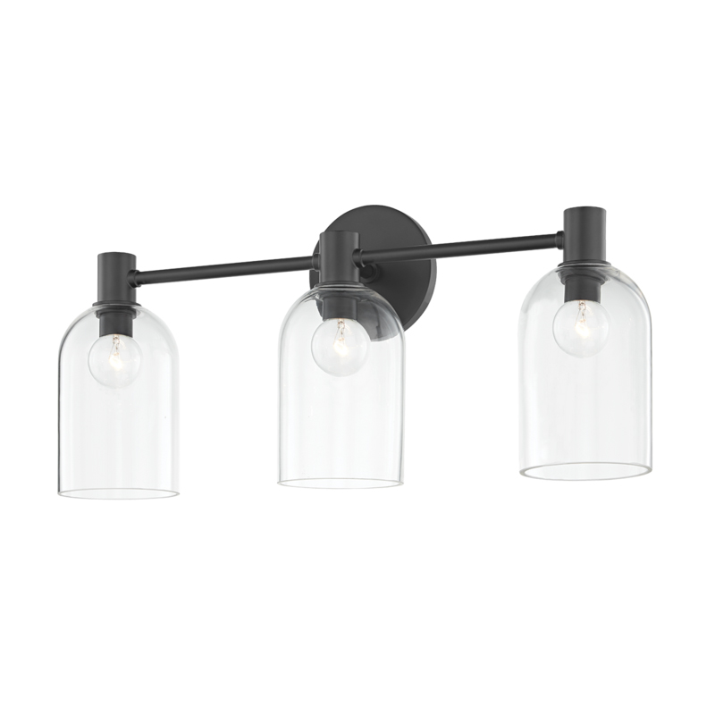 Paisley 3 Light Soft Black Vanity Light Wall Light
