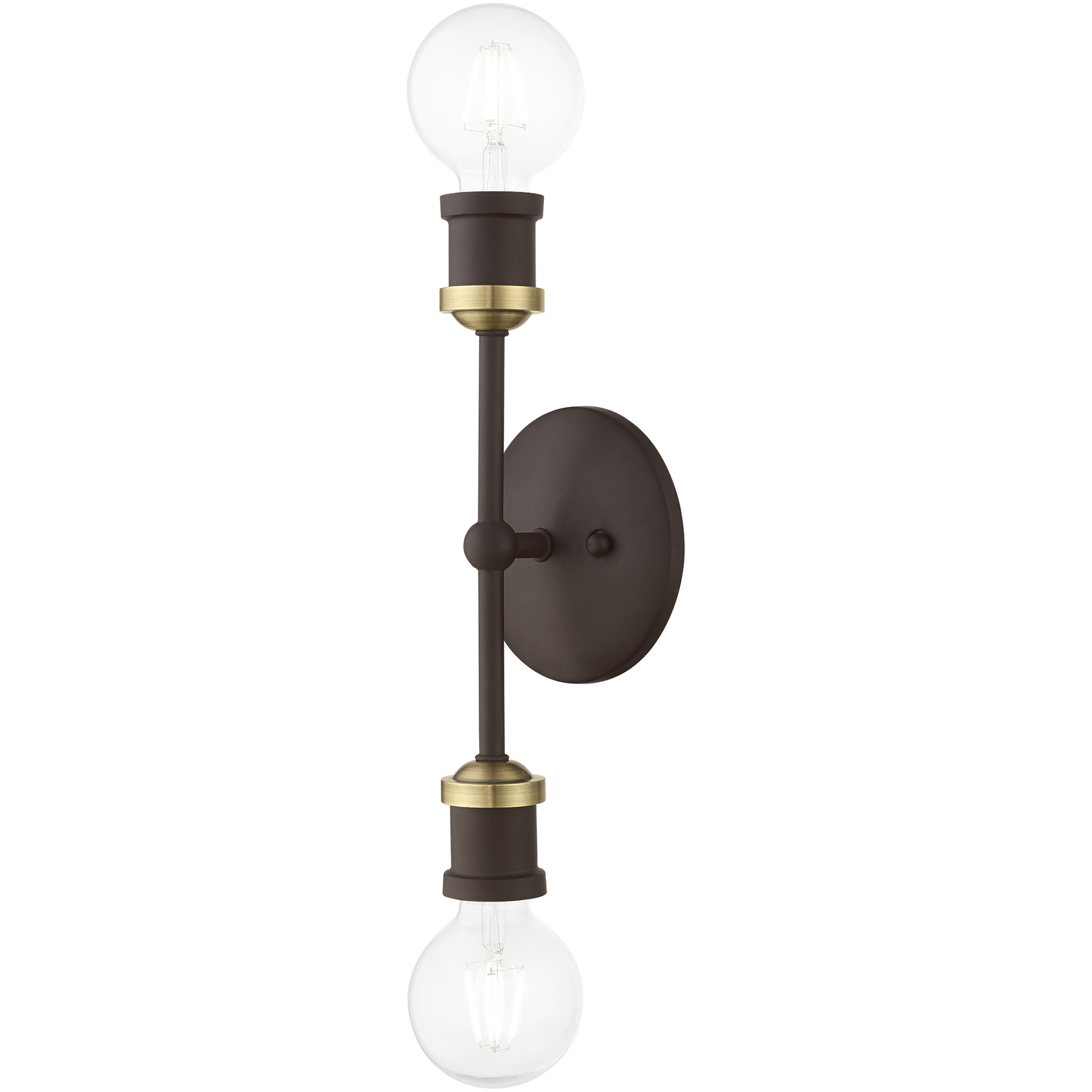 Lansdale 2 Light 5 inch Bronze with Antique Brass Accents Vanity Sconce Wall Light