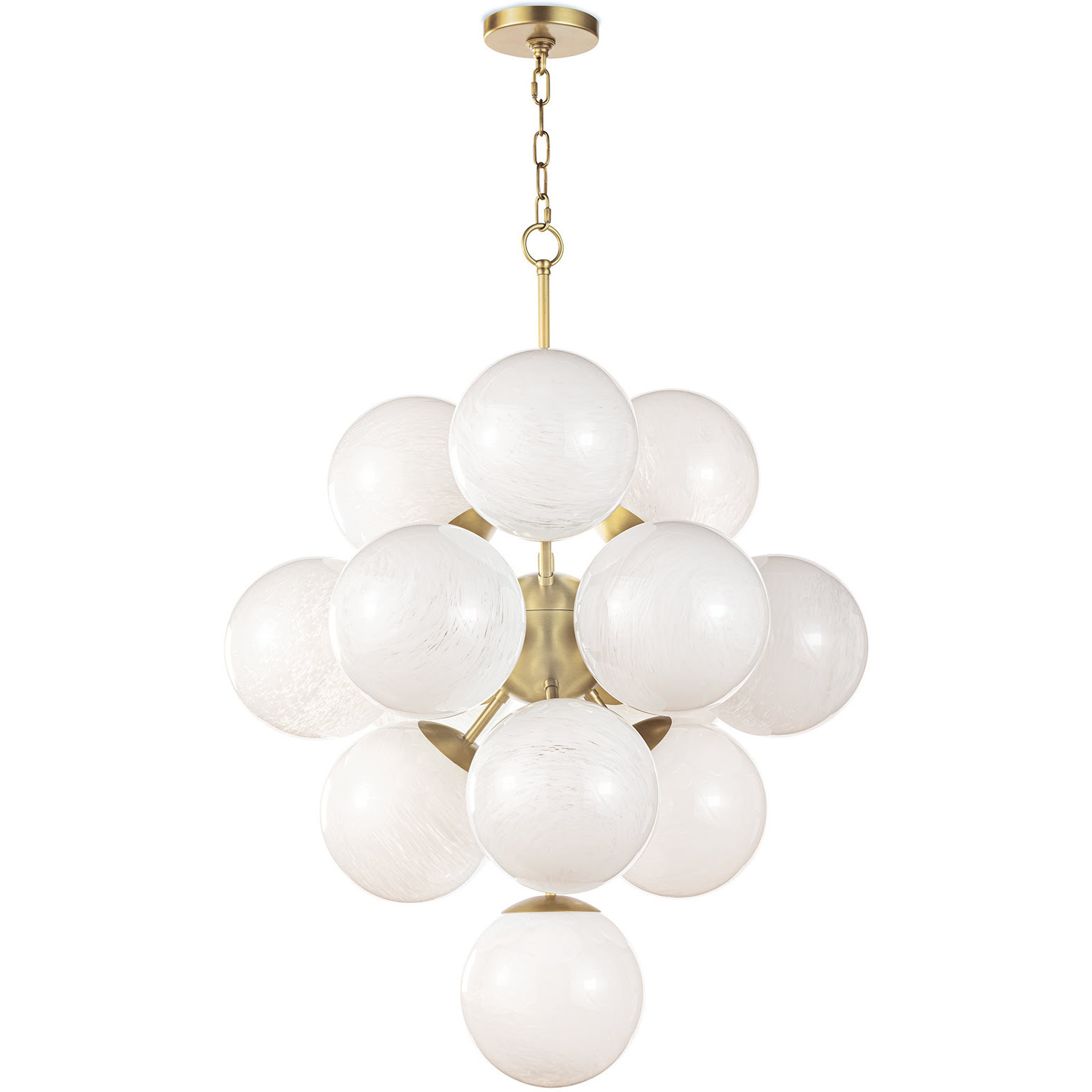 La Dame 13 Light 28 inch Natural Brass Chandelier Ceiling Light in Swirl Glass/Natural Brass