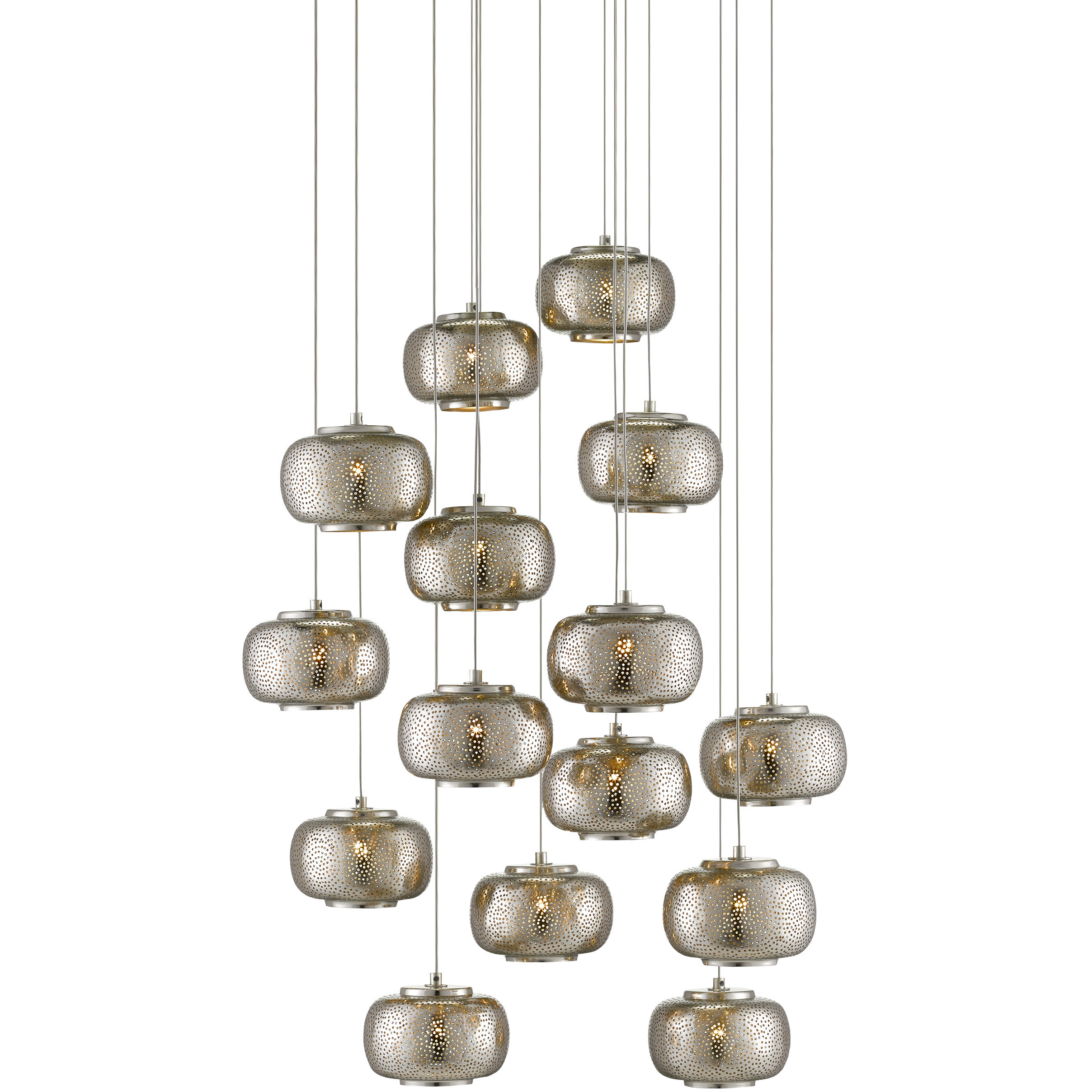 Pepper 15 Light 25.25 inch Silver Multi-Drop Pendant Ceiling Light