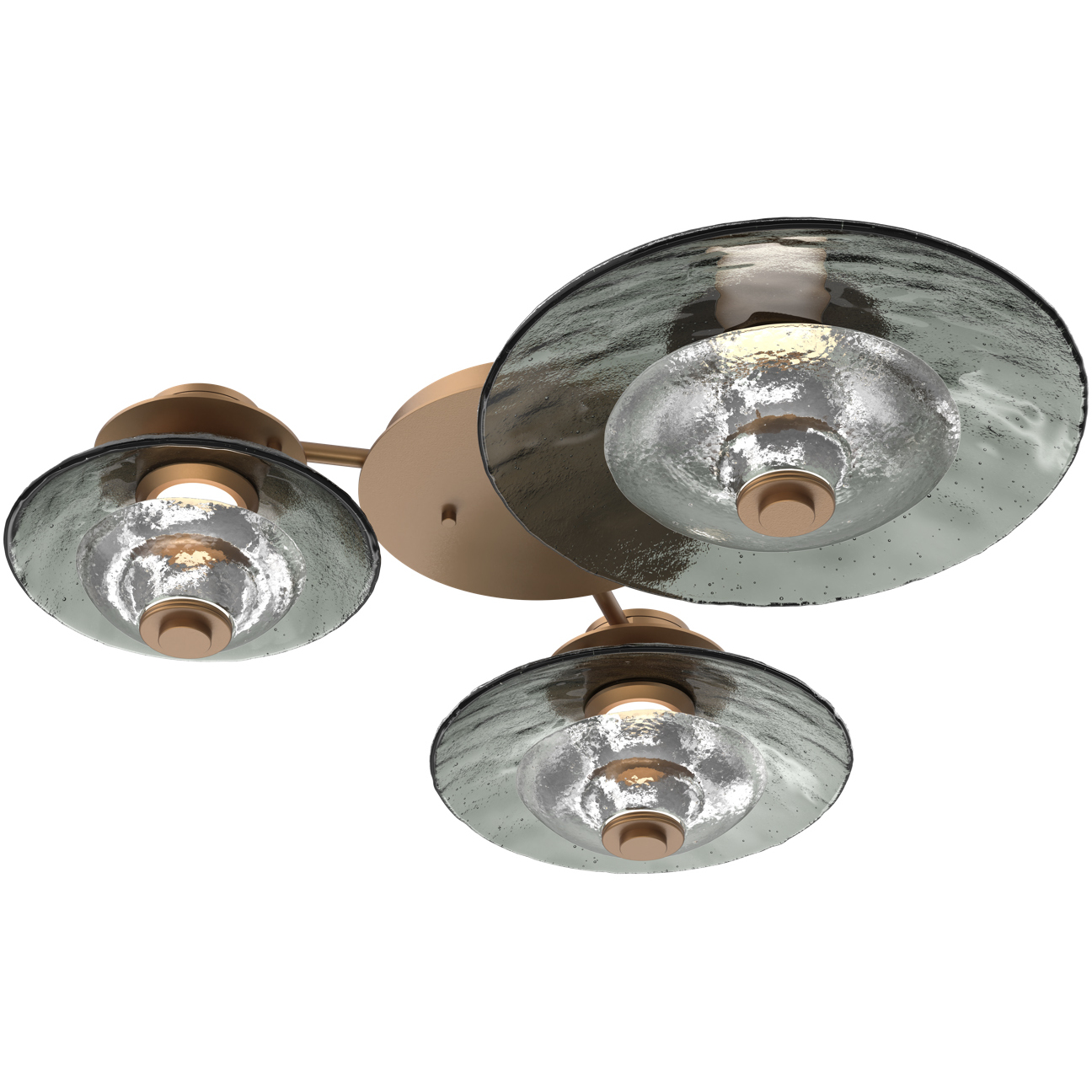 Atmosphere Cirrus LED Novel Brass Sconce/Flush Mount Ceiling Light in 3000K LED, Smoke Granite, Hub & Spoke