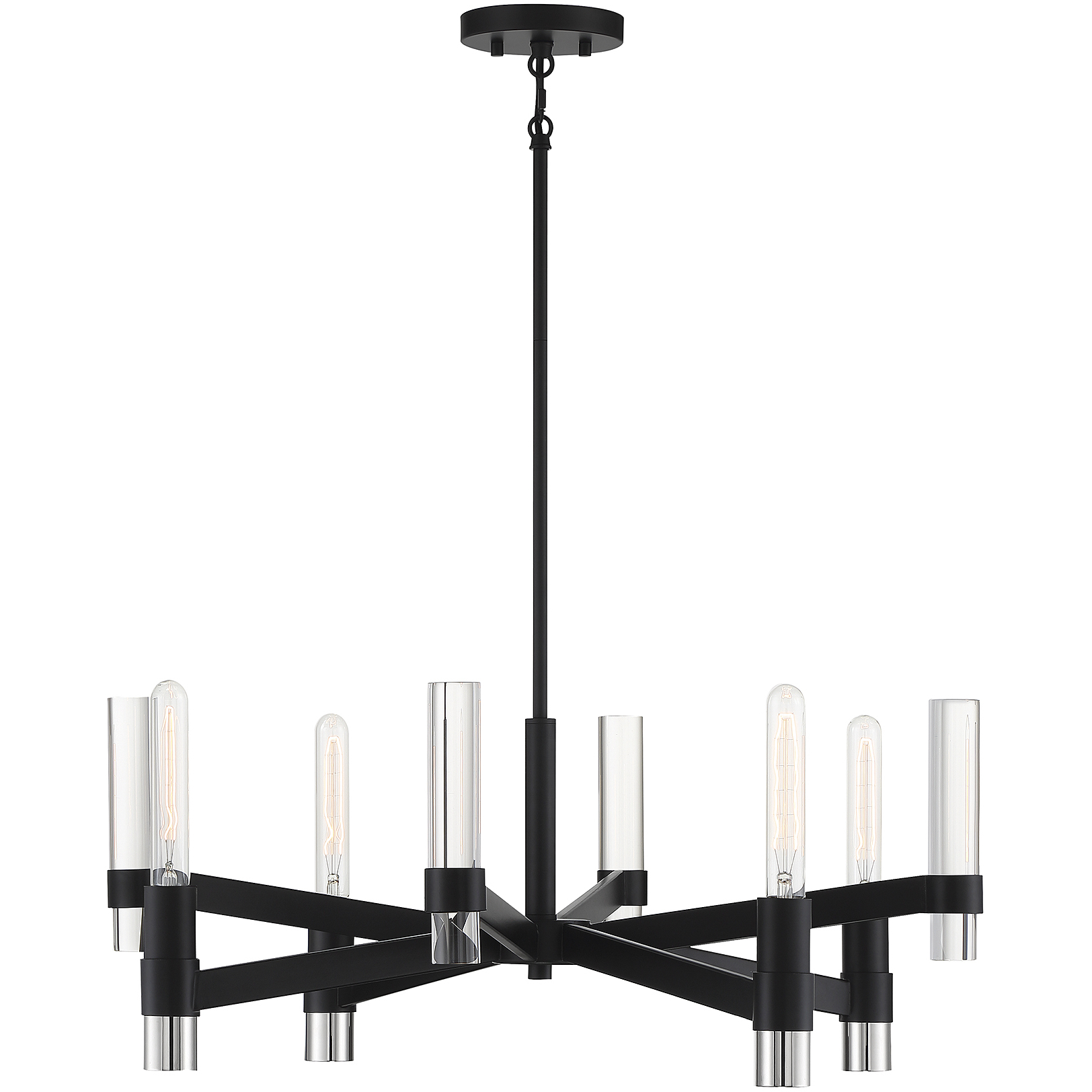 Windamere 4 Light 28 inch Textured Black with Polished Nickel Accents Chandelier Ceiling Light, Lighting One (Open)