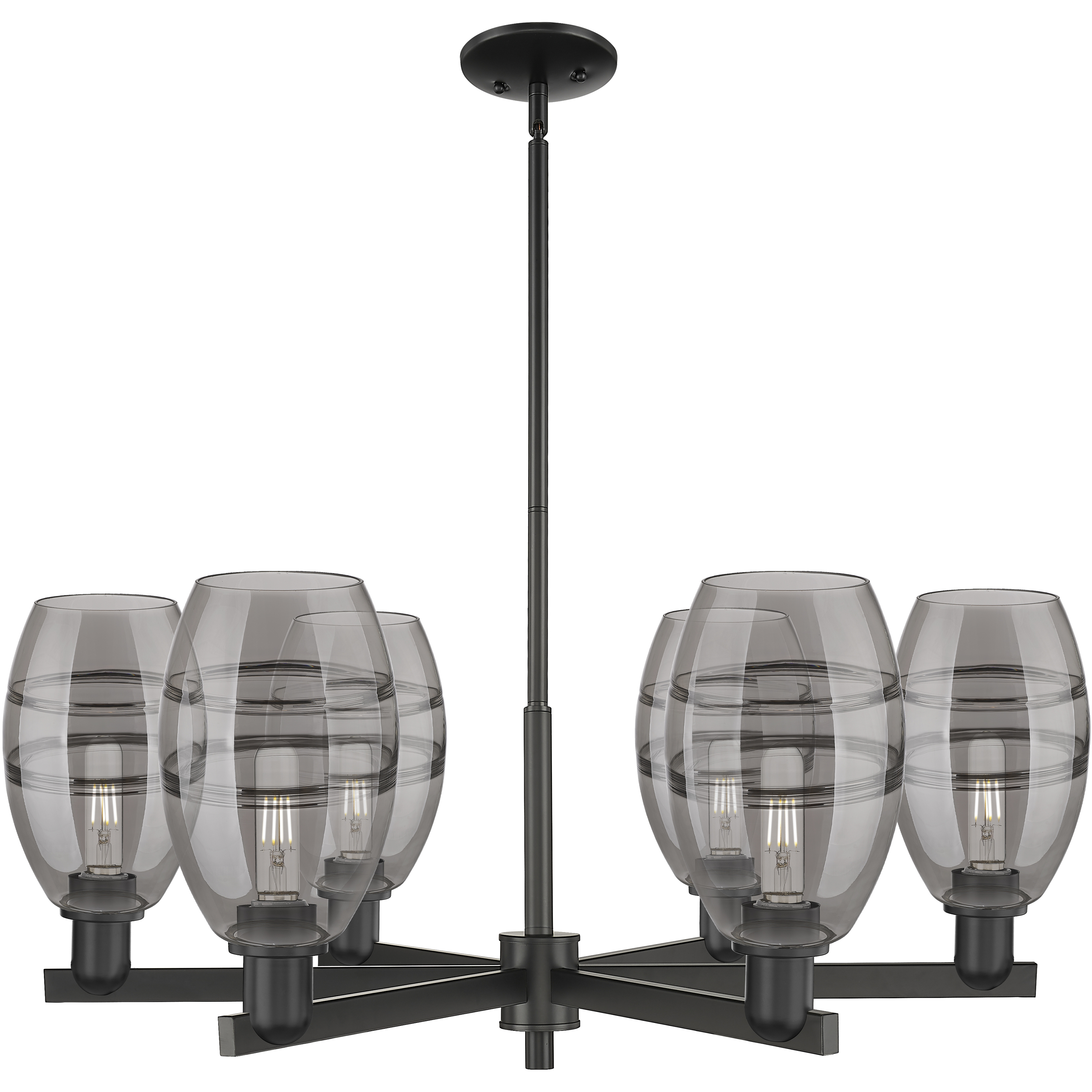 Arcadia Vaz 6 Light 35.63 inch Matte Black Chandelier Ceiling Light