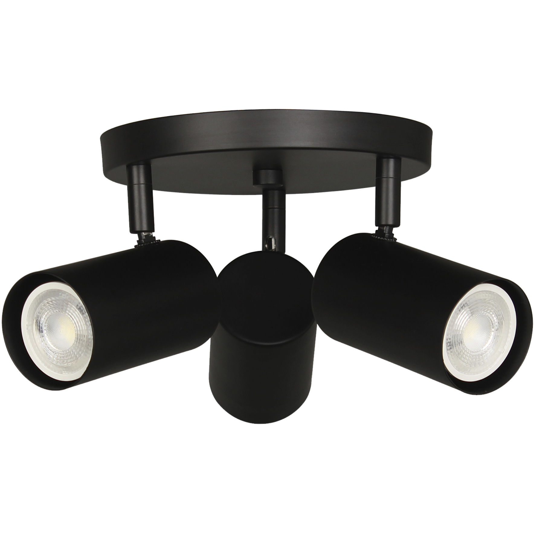 Taylor 3 Light 120 Matte Black Spotlight Ceiling Light, Fixed Arm