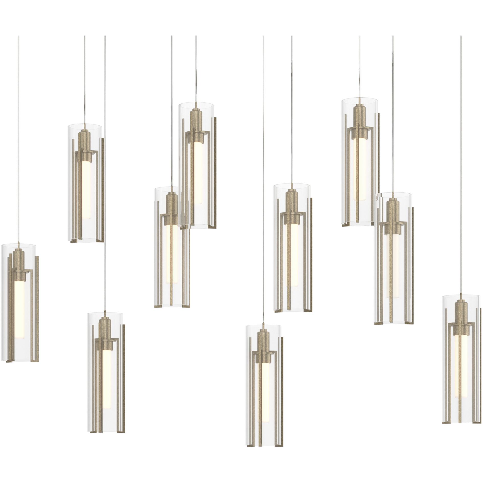 Exos Glass 10 Light 44.5 inch Soft Gold Pendant Ceiling Light in Clear, Long