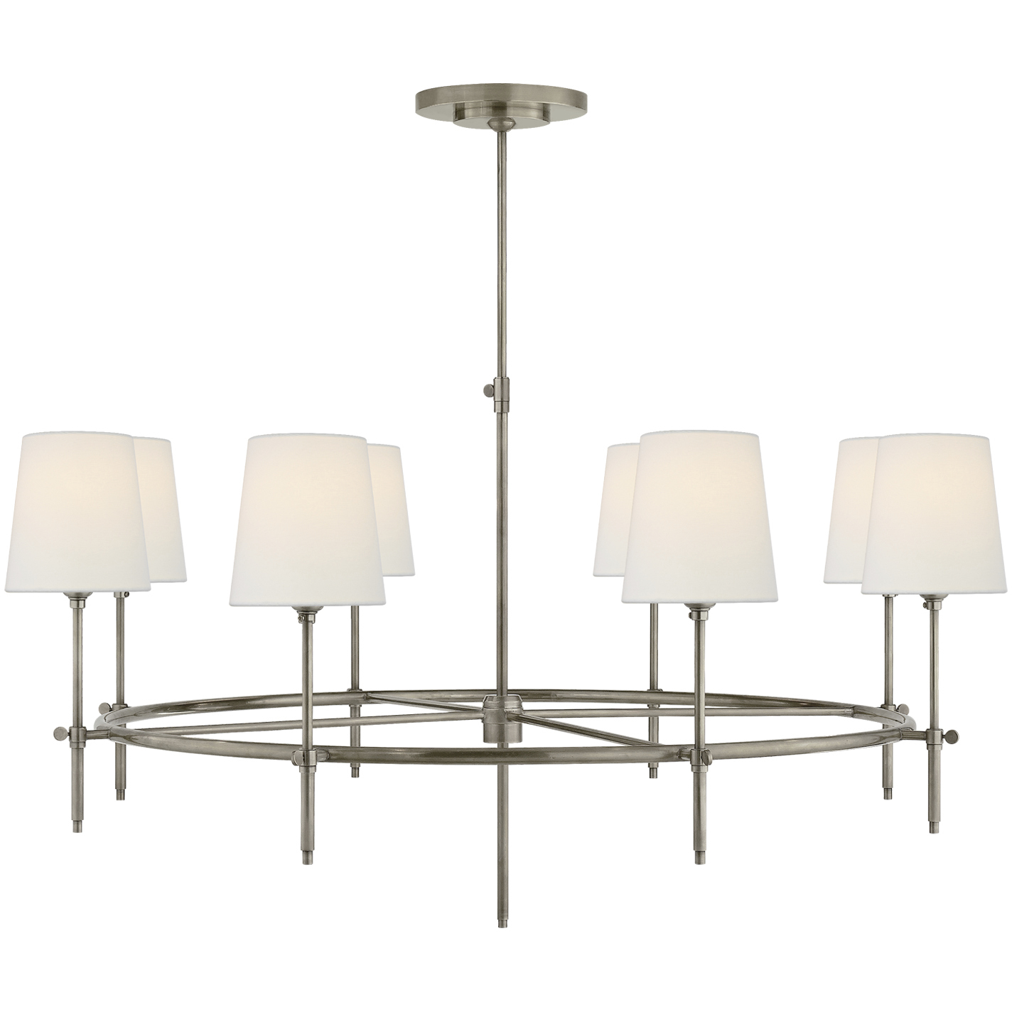 Thomas O'Brien Bryant 8 Light 42 inch Antique Nickel Ring Chandelier Ceiling Light in Linen, Large
