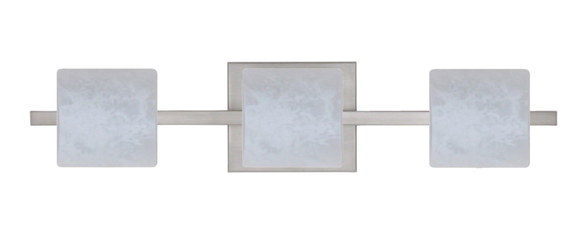 Paolo 3 Light 23 inch Satin Nickel Vanity Lighting Wall Light in Halogen, Carrera Glass