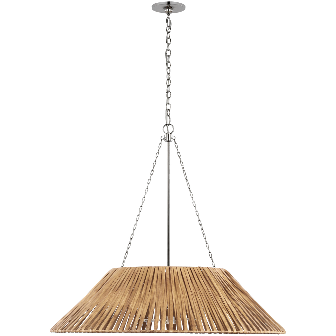 Marie Flanigan Corinne LED 36.25 inch Polished Nickel Wrapped Hanging Shade Ceiling Light in Natural Wicker, Extra Large