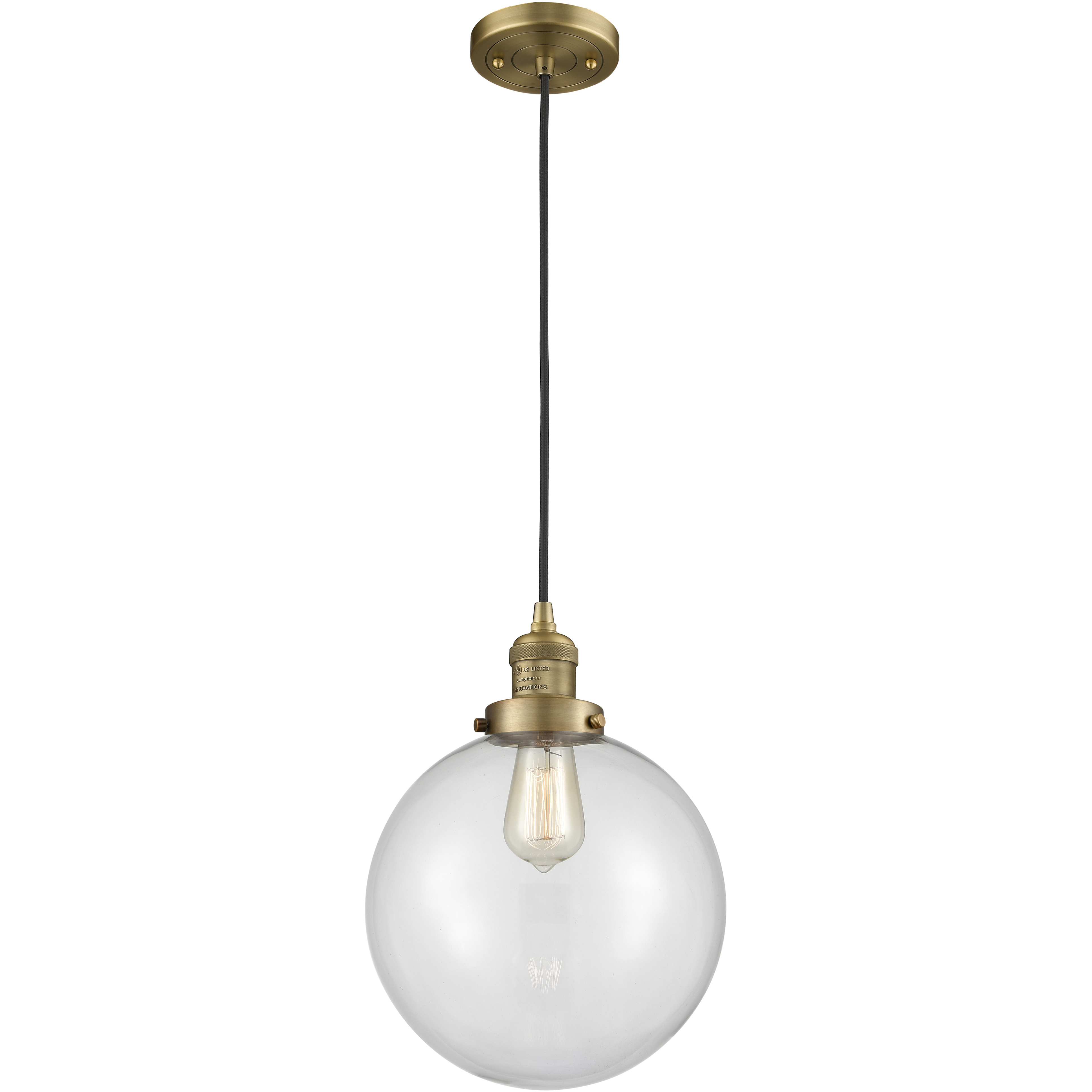 Franklin Restoration Beacon 1 Light 10 inch Brushed Brass Mini Pendant Ceiling Light in Incandescent, Clear, Franklin Restoration