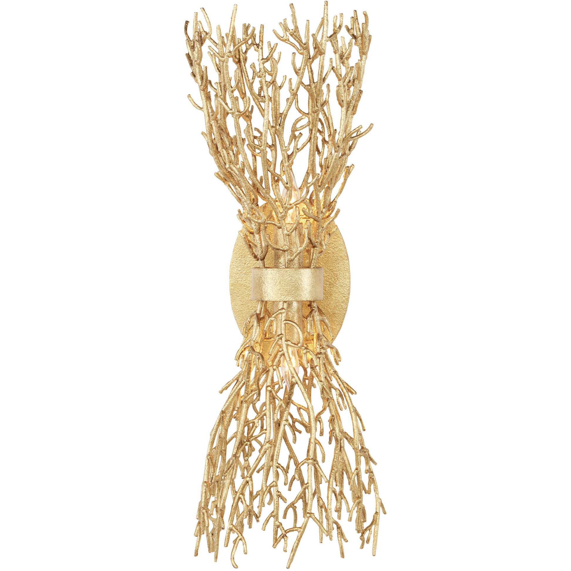 Sea Fan 2 Light 7.75 inch Gold Gilt Wall Sconce Wall Light, Aviva Stanoff Collection