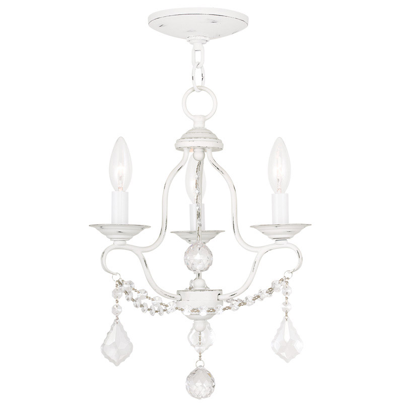 Chesterfield 3 Light 12 inch Antique White Mini Chandelier Ceiling Light