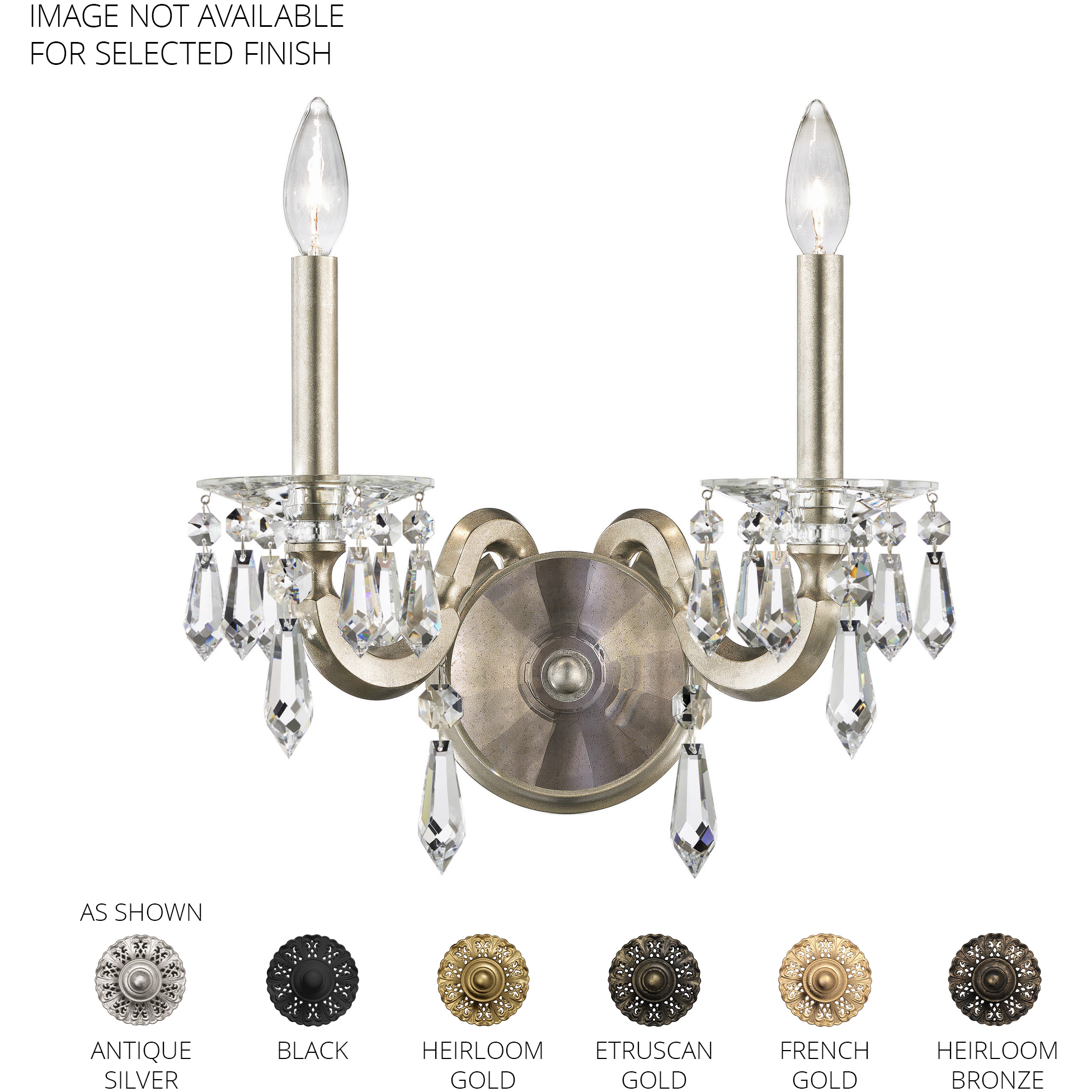 Signature Napoli 2 Light 5.88 inch Heirloom Bronze Wall Sconce Wall Light, Schonbek Signature