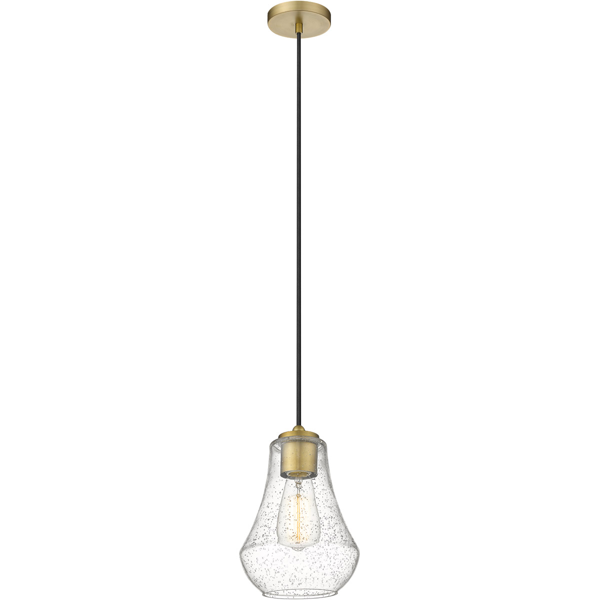 Fairfield 1 Light 7 inch Brushed Brass Mini Pendant Ceiling Light in Seedy Glass
