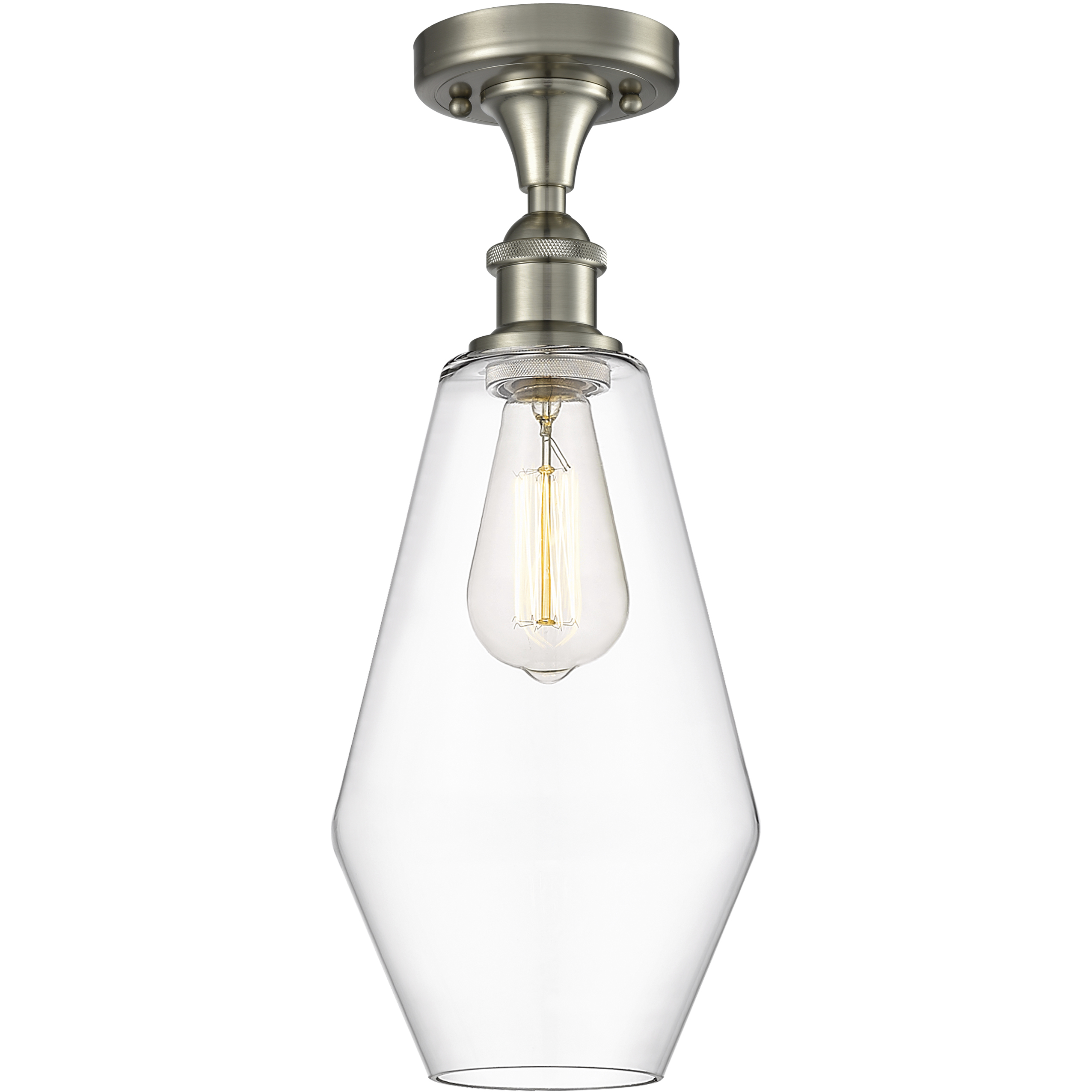 Edison Cindyrella 1 Light 7 inch Brushed Satin Nickel Semi-Flush Mount Ceiling Light in Clear Glass
