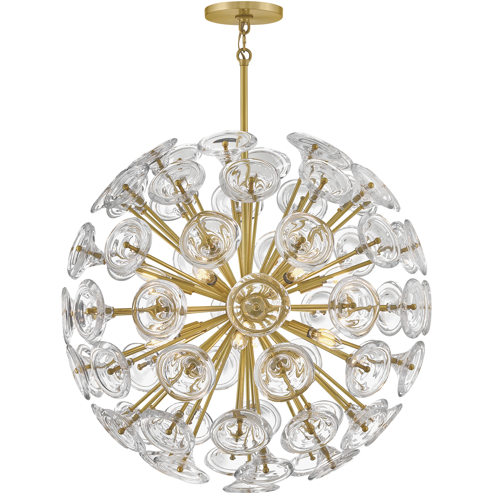 Maya 12 Light 30 inch Unlacquered Brass Chandelier Ceiling Light in Clear