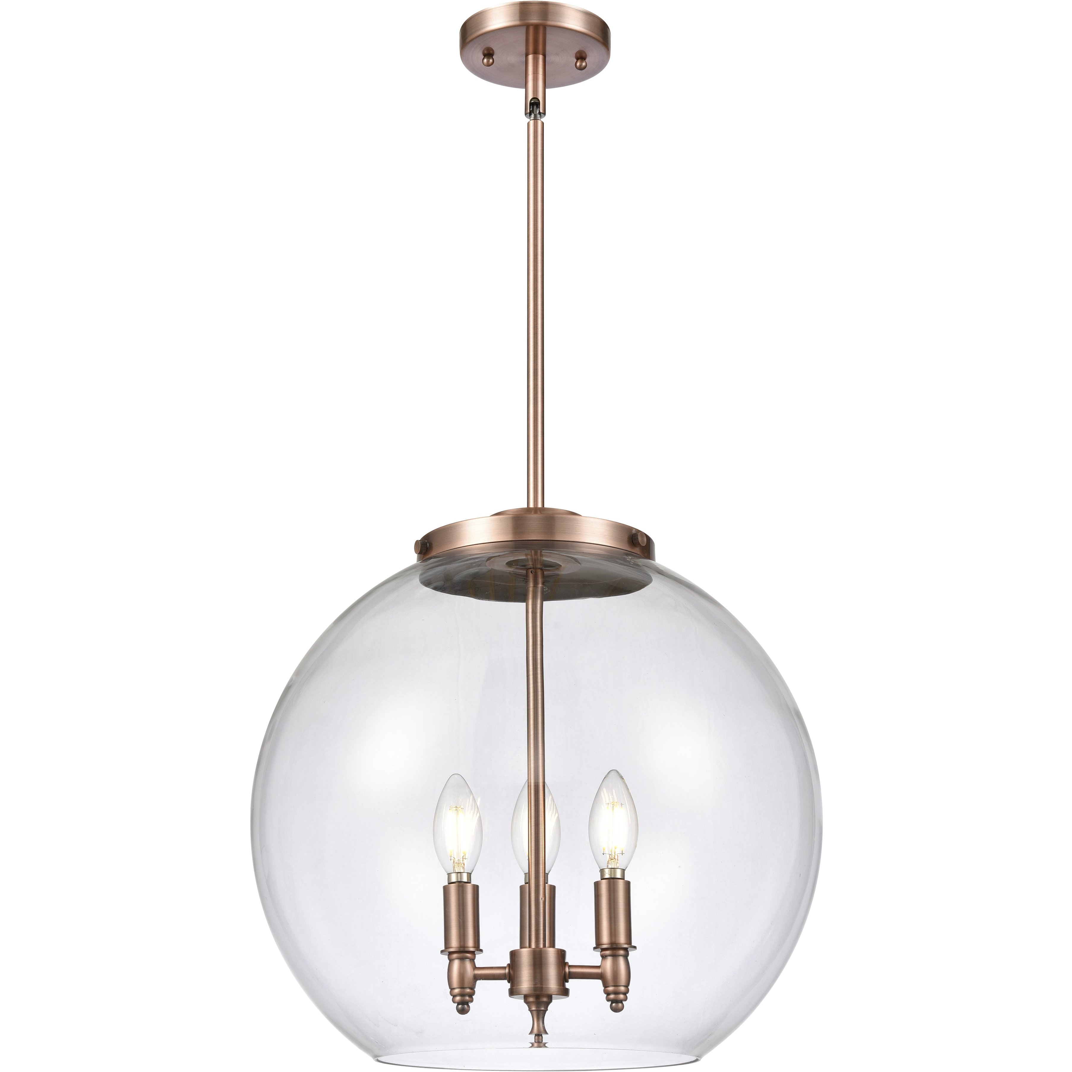 Ballston Athens 3 Light 15.75 inch Antique Copper Statement Pendant Ceiling Light in Incandescent, Clear