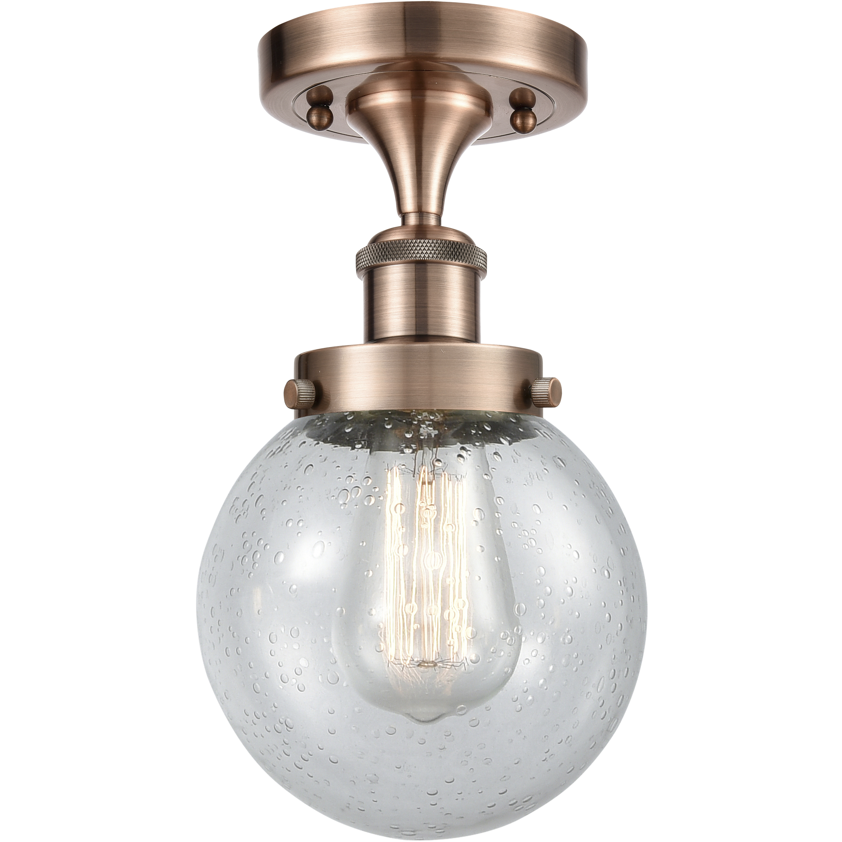 Beacon 1 Light 6 inch Antique Copper Semi-Flush Mount Ceiling Light