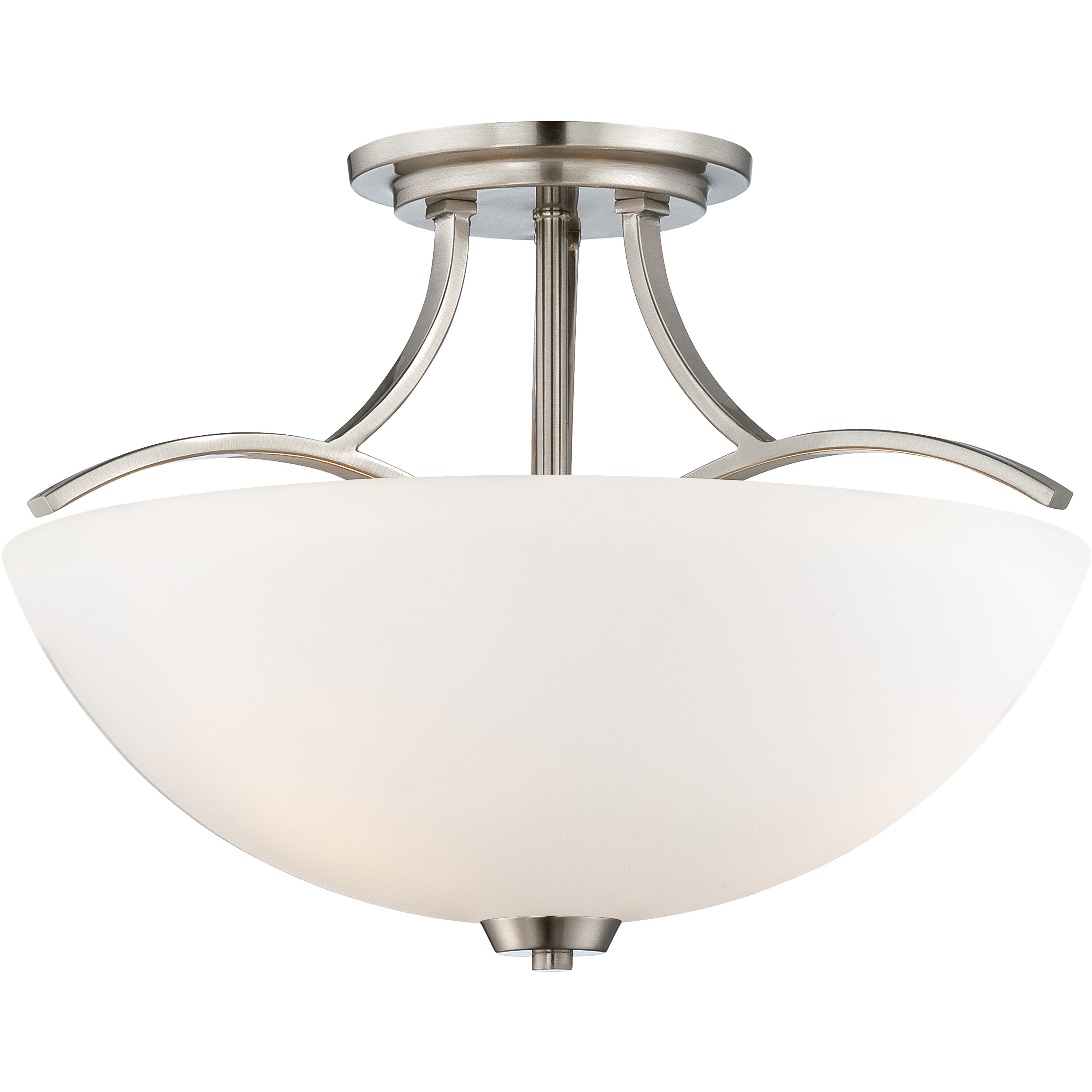 Overland Park 3 Light 17 inch Brushed Nickel Semi Flush Mount Ceiling Light