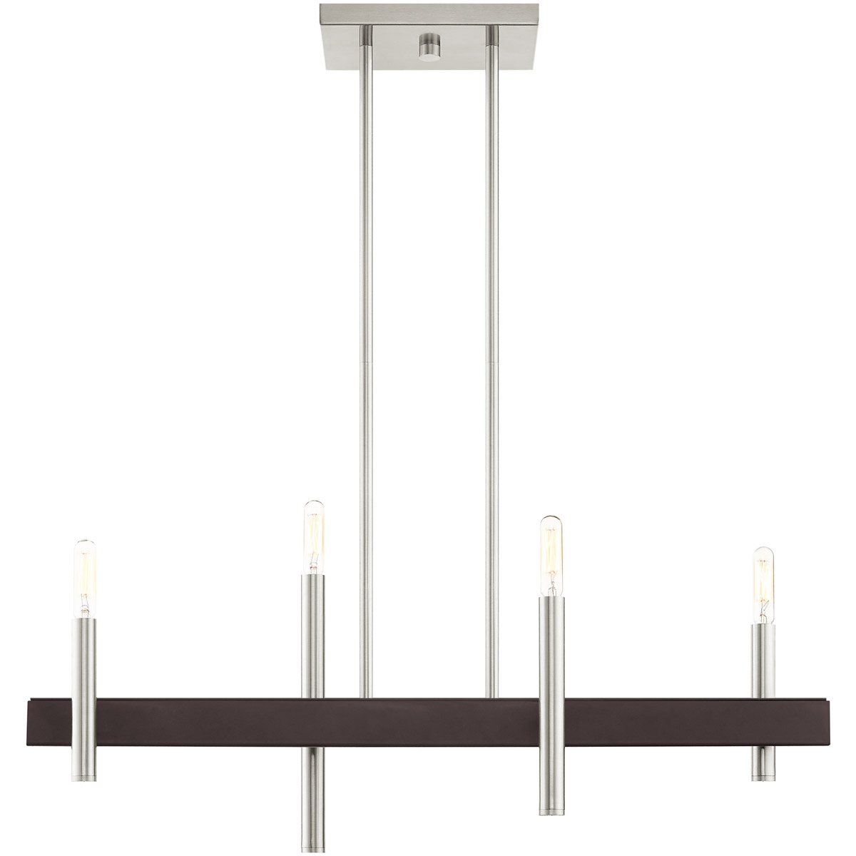 Denmark 4 Light 7.25 inch Brushed Nickel with Bronze Accents Chandelier Ceiling Light