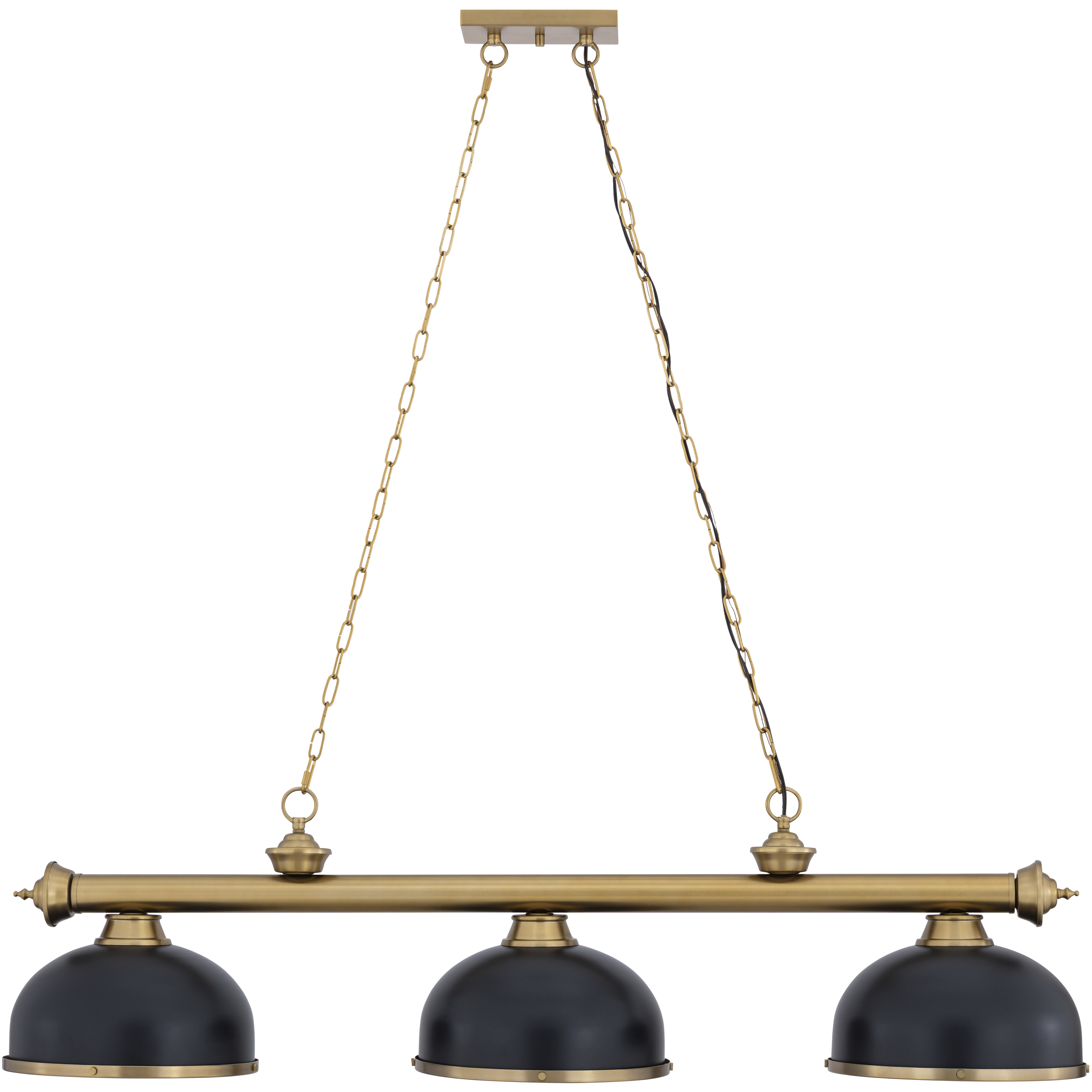 Cordon 3 Light 55.25 inch Heritage Brass Billiard Ceiling Light