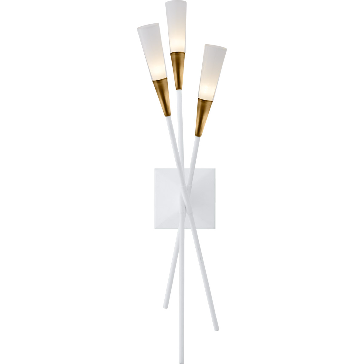 Chapman & Myers Stellar LED 6 inch Matte White and Antique Brass Triple Tail Sconce Wall Light