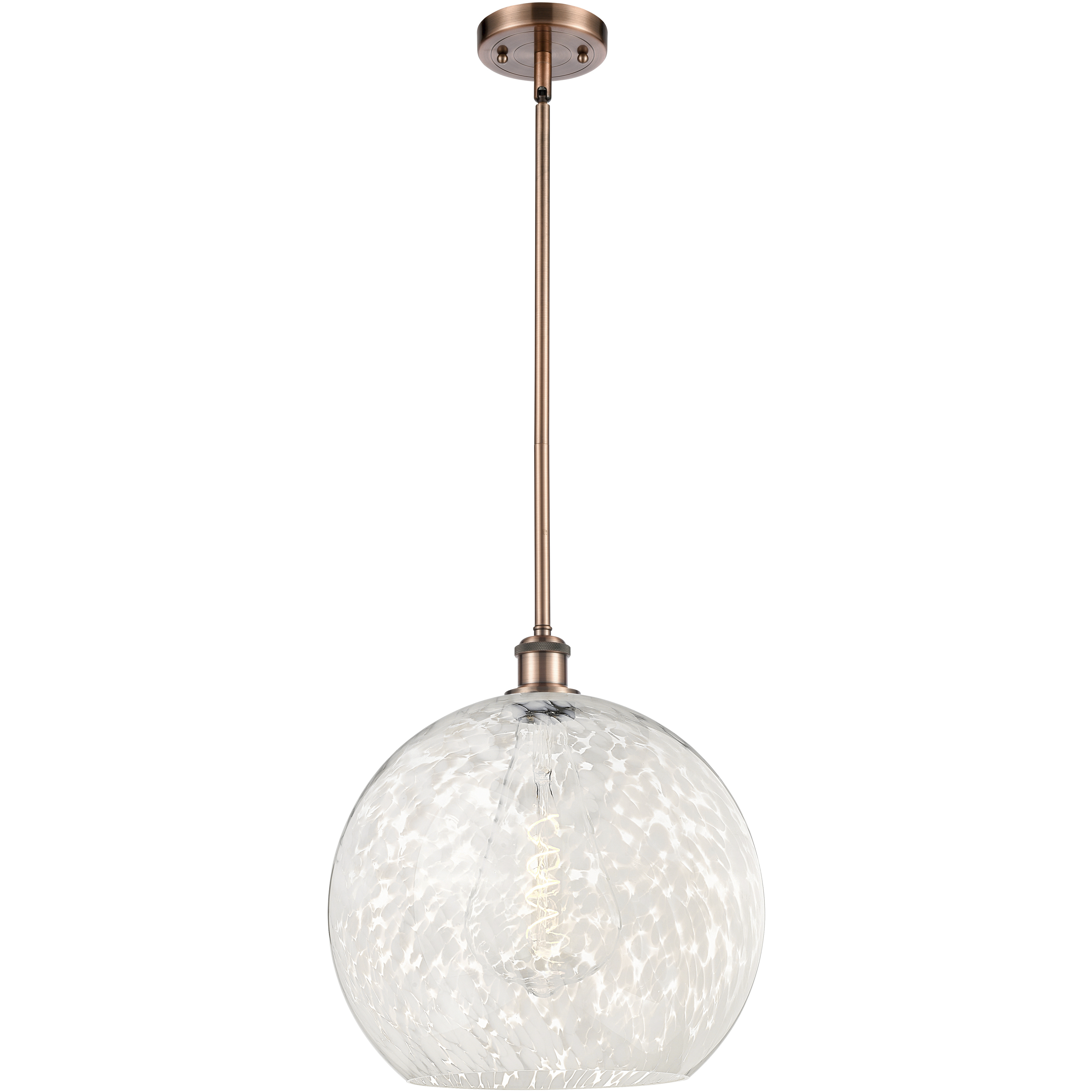 Ballston White Mouchette 1 Light 13.75 inch Antique Copper Stem Hung Pendant Ceiling Light