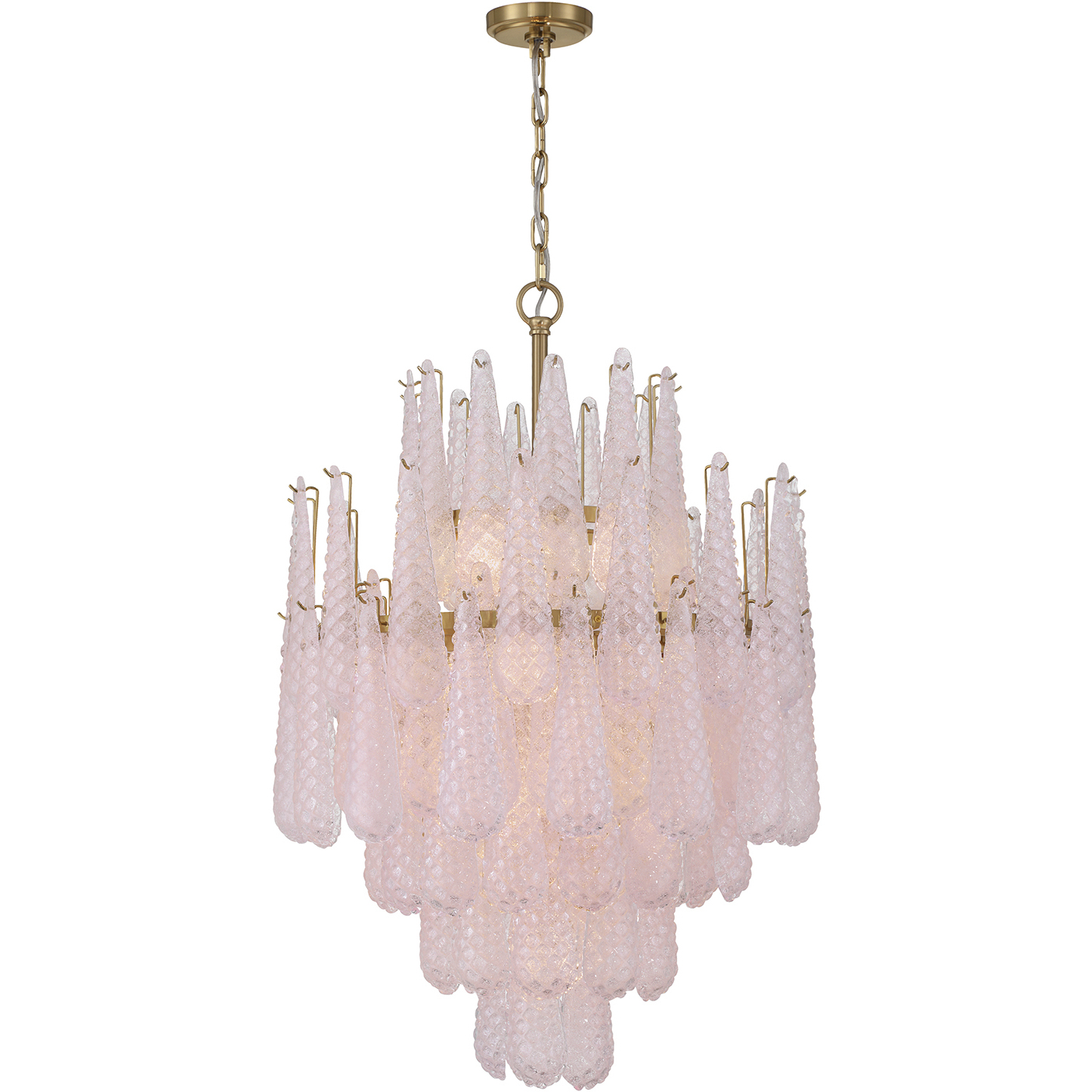 Ollie 16 Light 26.25 inch Aged Brass Chandelier Ceiling Light in Sand Glass Blush