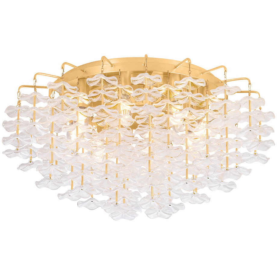Alsace 8 Light 24 inch Vintage Gold Leaf Semi Flush Ceiling Light