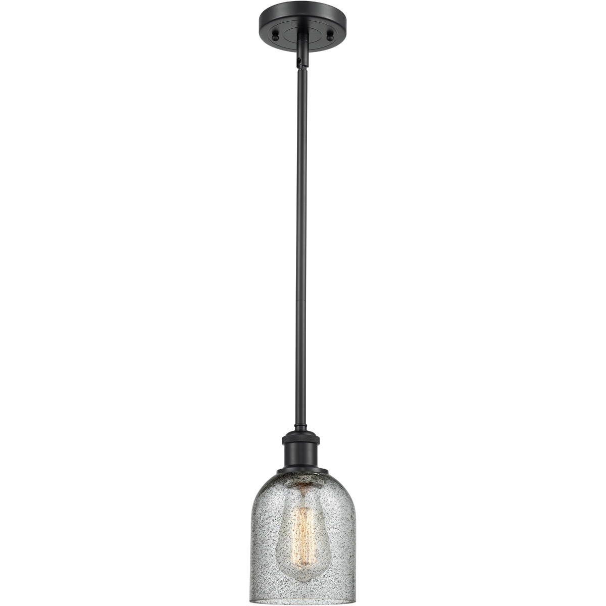 Ballston Caledonia 1 Light 5 inch Matte Black Pendant Ceiling Light in Charcoal Glass, Ballston