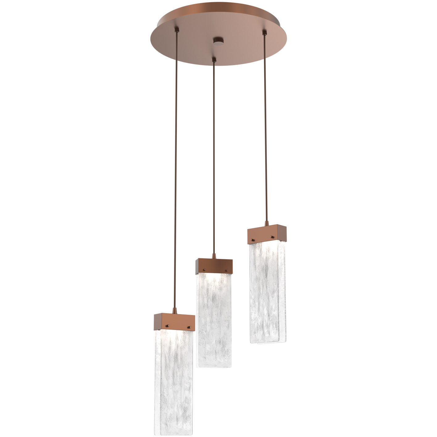 Parallel LED 16.5 inch Burnished Bronze Chandelier Ceiling Light in Clear Granite, 2700K LED, Round Multi-Port