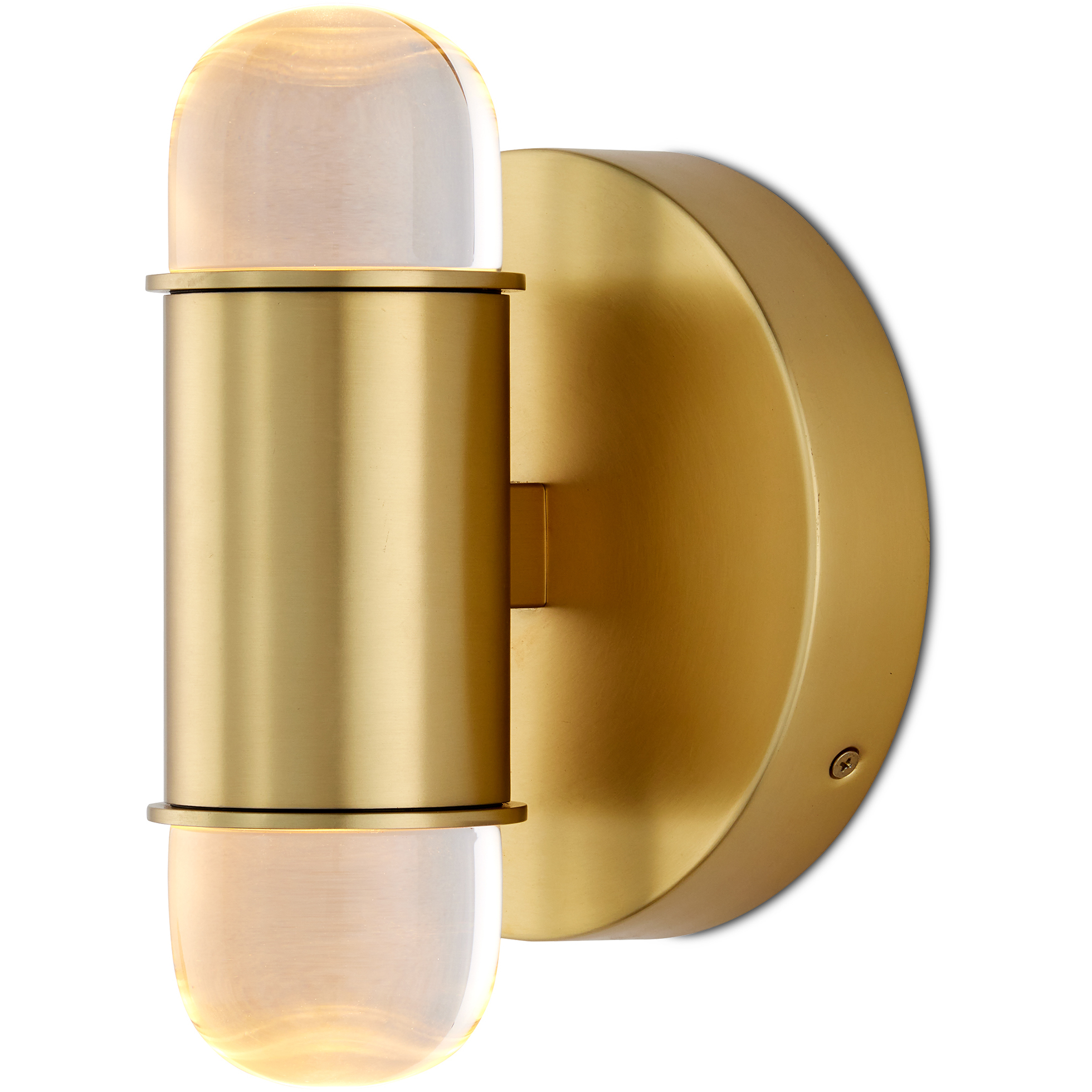 Capsule 2 Light 7.5 inch Brushed Brass/Clear Wall Sconce Wall Light