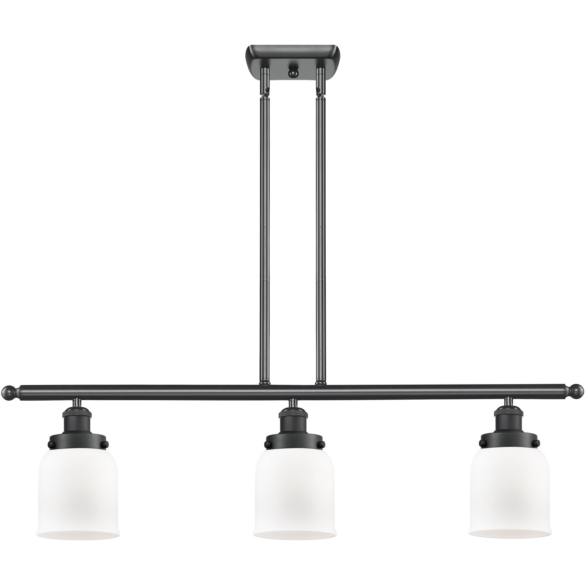 Ballston Small Bell LED 36 inch Matte Black Island Light Ceiling Light in Matte White Glass, Ballston